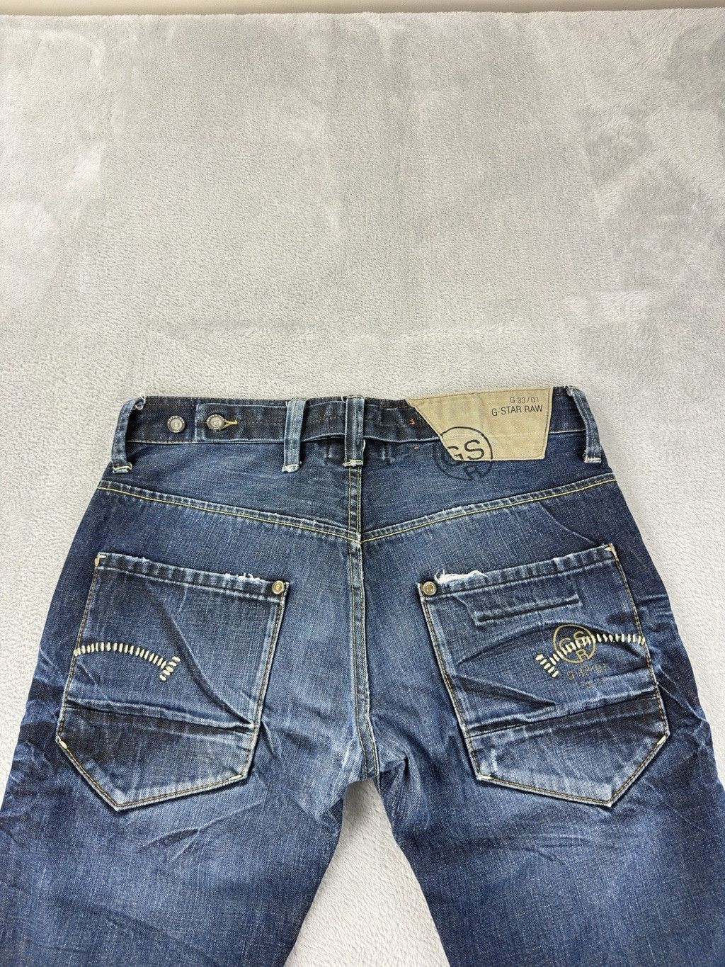 G-Star G-Star Raw Men's Size 34 W X 34 L 3301 Distressed Button Fly Size US 34 / EU 50 - 2 Thumbnail