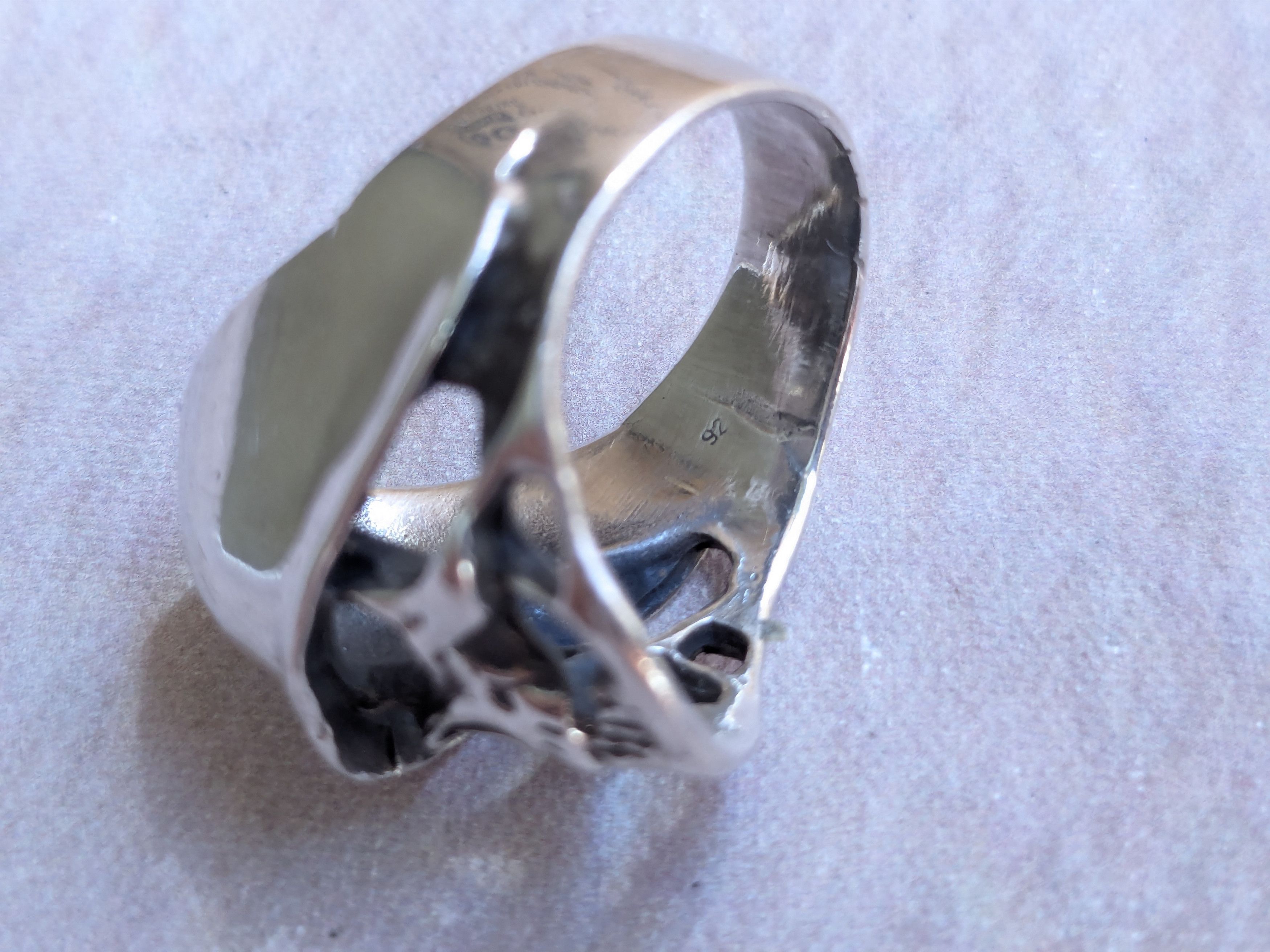 Jewelry Sterling Silver Skull Ring Biker Helmet 9.5 Punk Size ONE SIZE - 7 Thumbnail