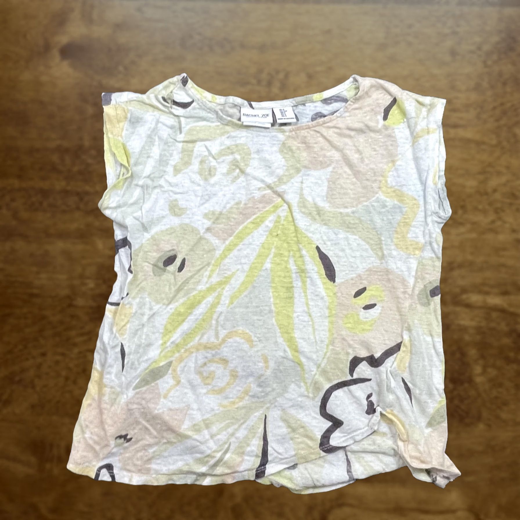 Rachel Zoe Rachel Zoe Shirt Womens Small Multicolor Floral Linen Cap Sleeve Lightweight Top Size S / US 4 / IT 40 - 1 Thumbnail