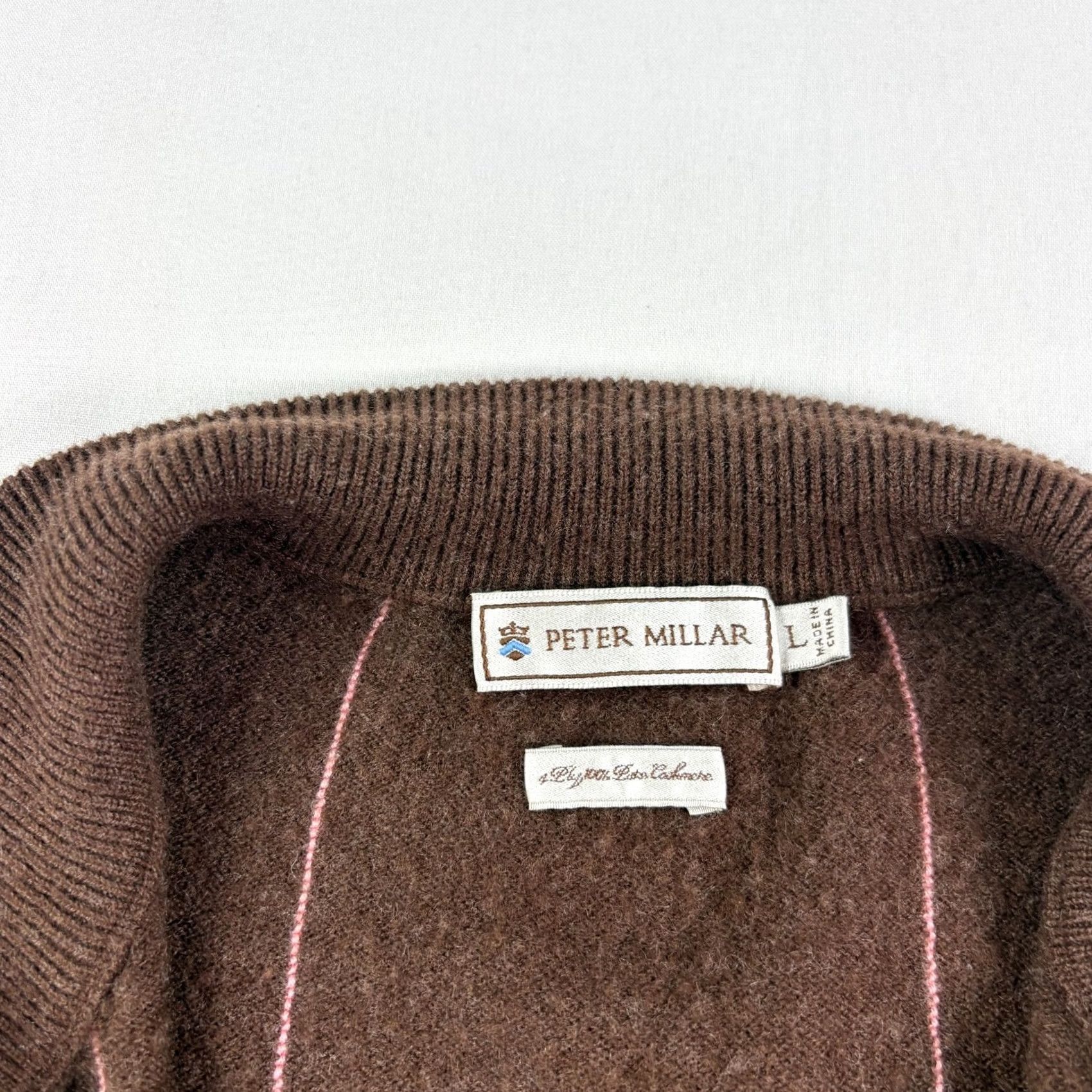 Peter Millar Peter Millar Sweater Men Large Brown 1/4 Zip Pullover Golf Stretch Cashmere Size US L / EU 52-54 / 3 - 3 Thumbnail