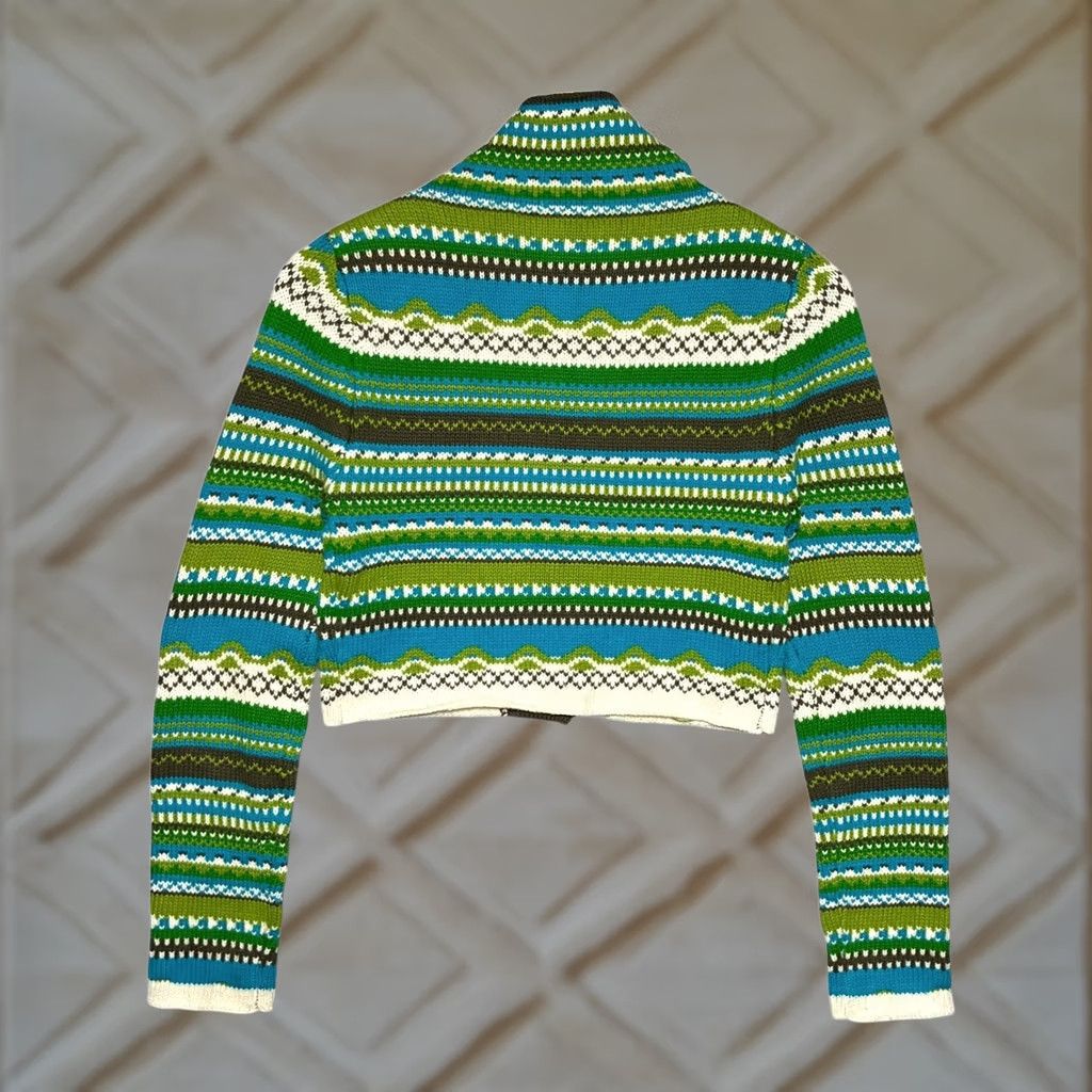 Vintage VINTAGE Motivi Cardigan Womens S Green Blue Fair Isle Cropped Button Front Size S / US 4 / IT 40 - 1 Thumbnail