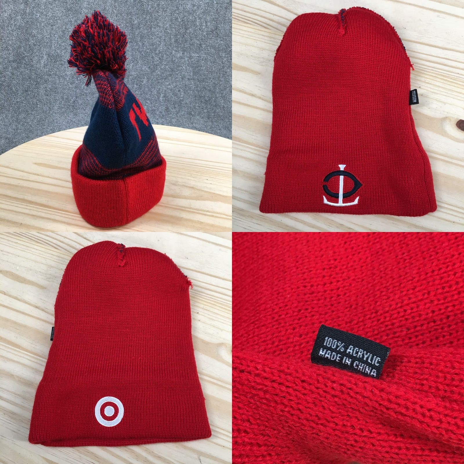 Twins Minnesota Twins Beanie Winter Hat Mens One Size Red Blue Knit Cuffed Pom Pom Sports Knit Hat Beanie Mens Size ONE SIZE - 8 Thumbnail