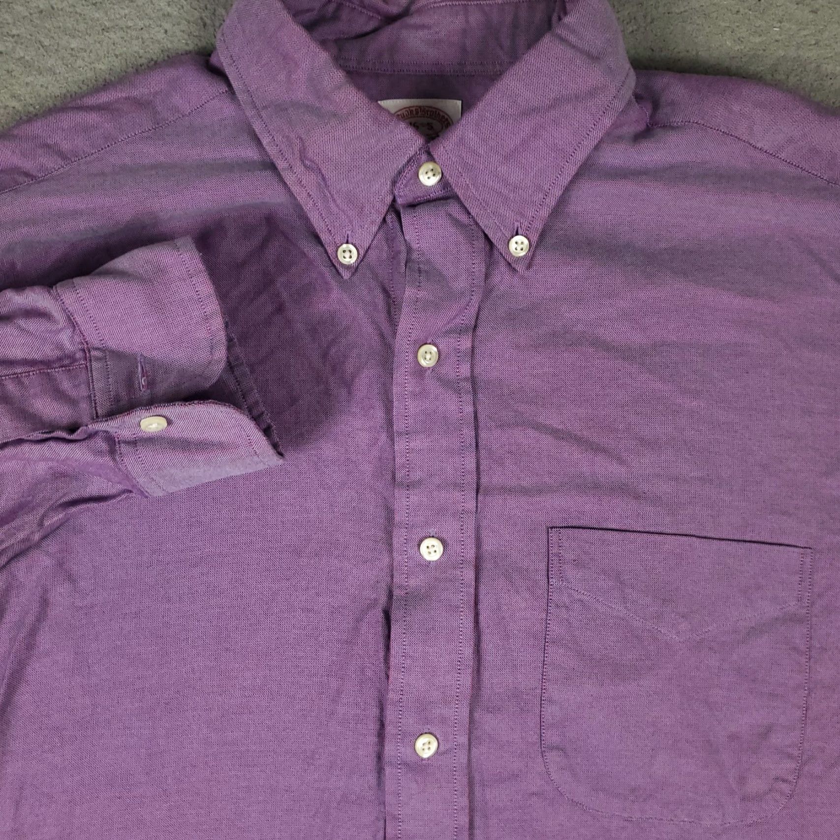 Brooks Brothers Brooks Brothers Shirt Mens 16 Purple Dress Button Up Long Sleeve Plaid Button-Front Casual Workwear Business Formal Classic American Modern Size 42R - 2 Thumbnail