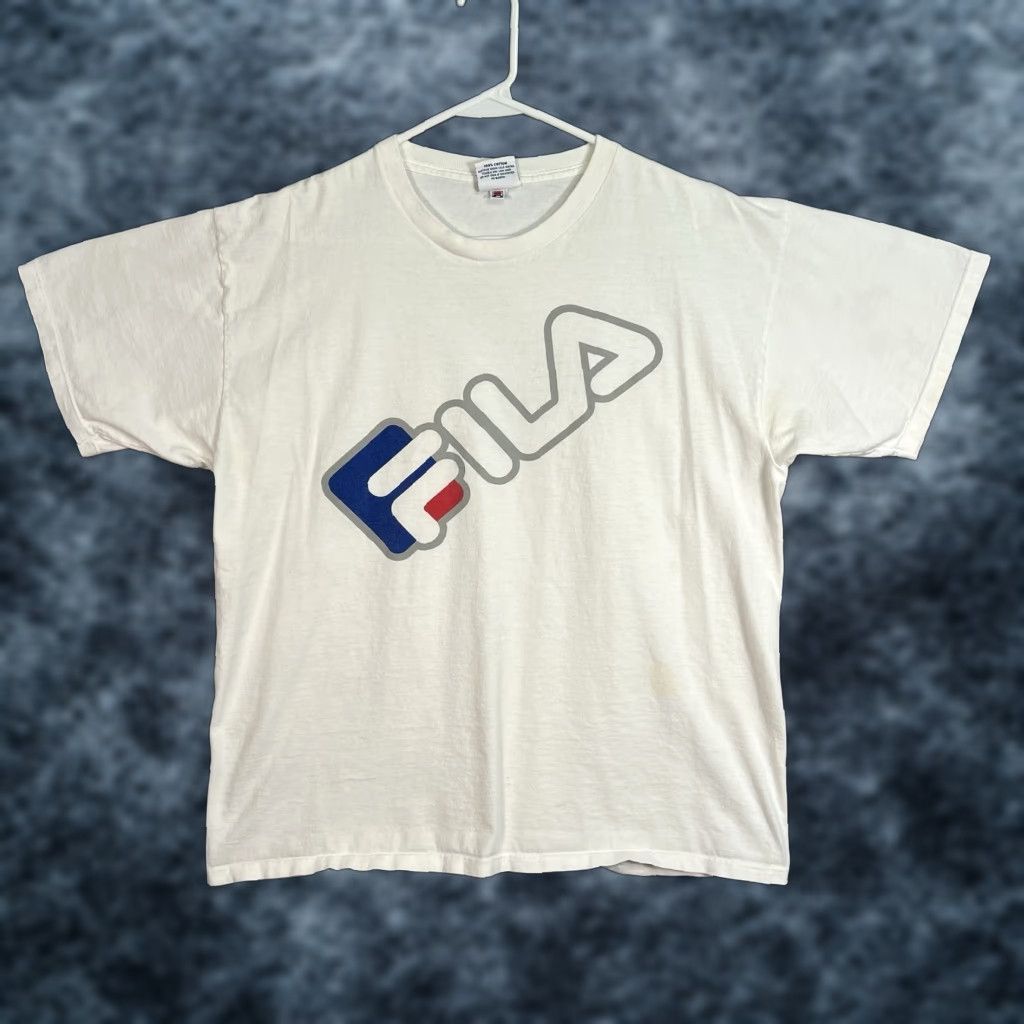 Fila VINTAGE Fila Classic Logo T-Shirt Adult Large White 90s Mens Size US L / EU 52-54 / 3 - 1 Thumbnail