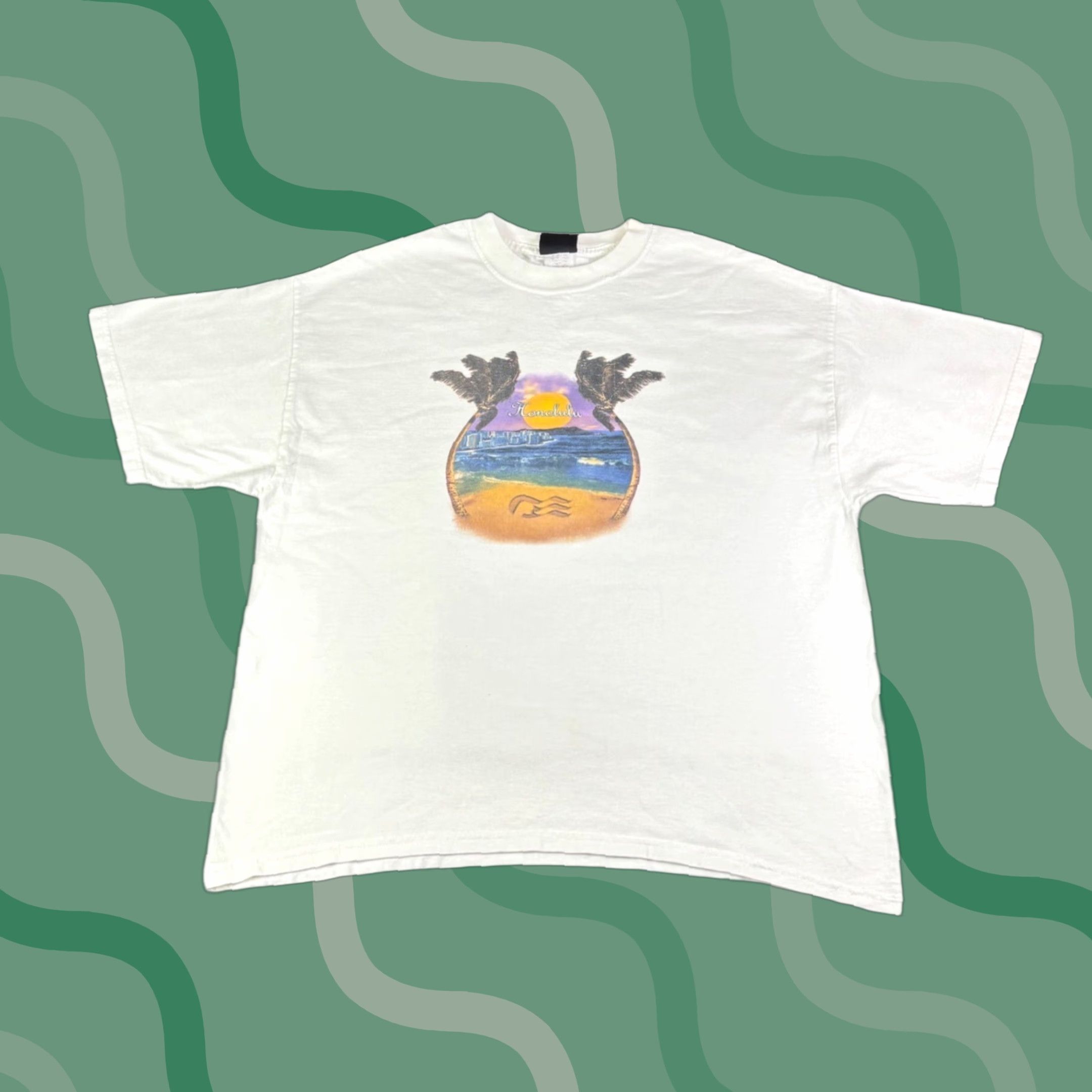 Vintage VINTAGE Giant Honolulu Hawaii Graphic T-Shirt White Mens XL Beach Sunset Tee Size US XL / EU 56 / 4 - 1 Thumbnail