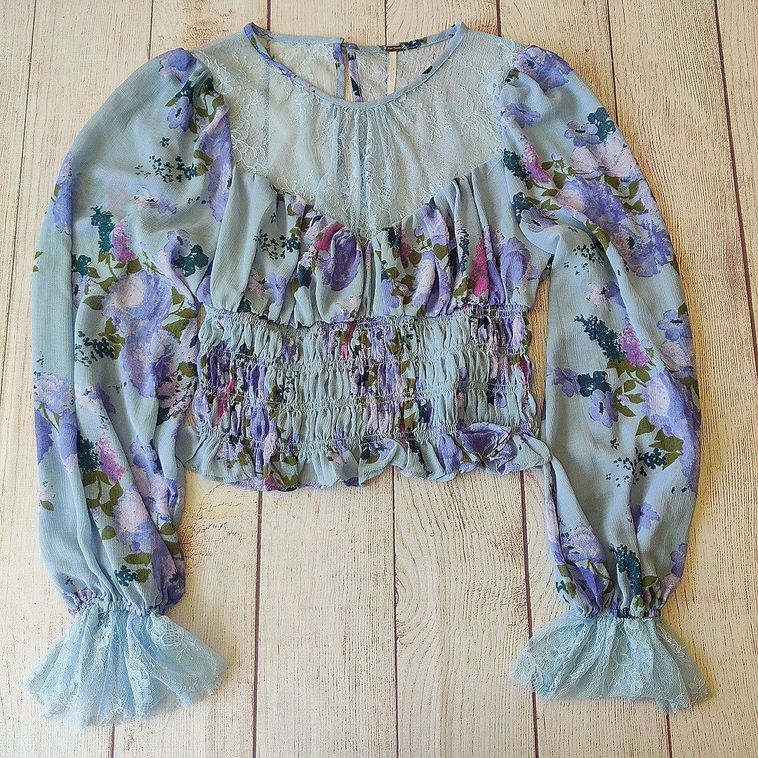 Free People Free People Daphne Blouse floral lace long sleeve sz S Size S / US 4 / IT 40 - 4 Thumbnail