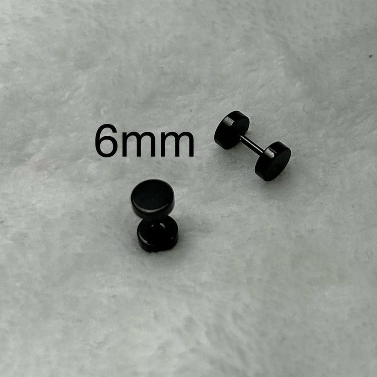 Jewelry Black Flat Round Plugs Stud Earrings - ERG Size ONE SIZE - 1 Thumbnail