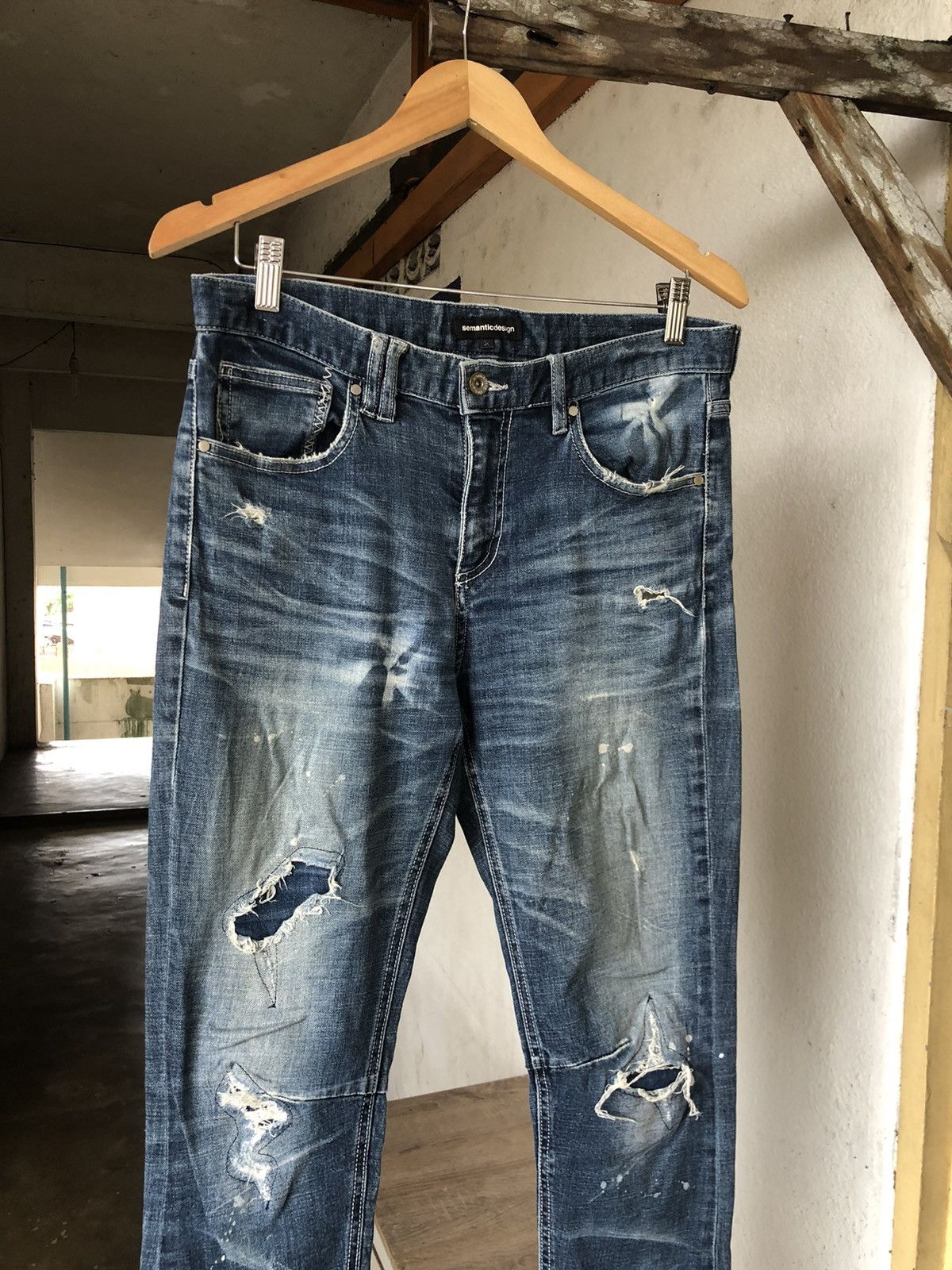 If Six Was Nine Semantic Design Flare Distressed Jeans Like Balmain Size US 30 / EU 46 - 5 Thumbnail