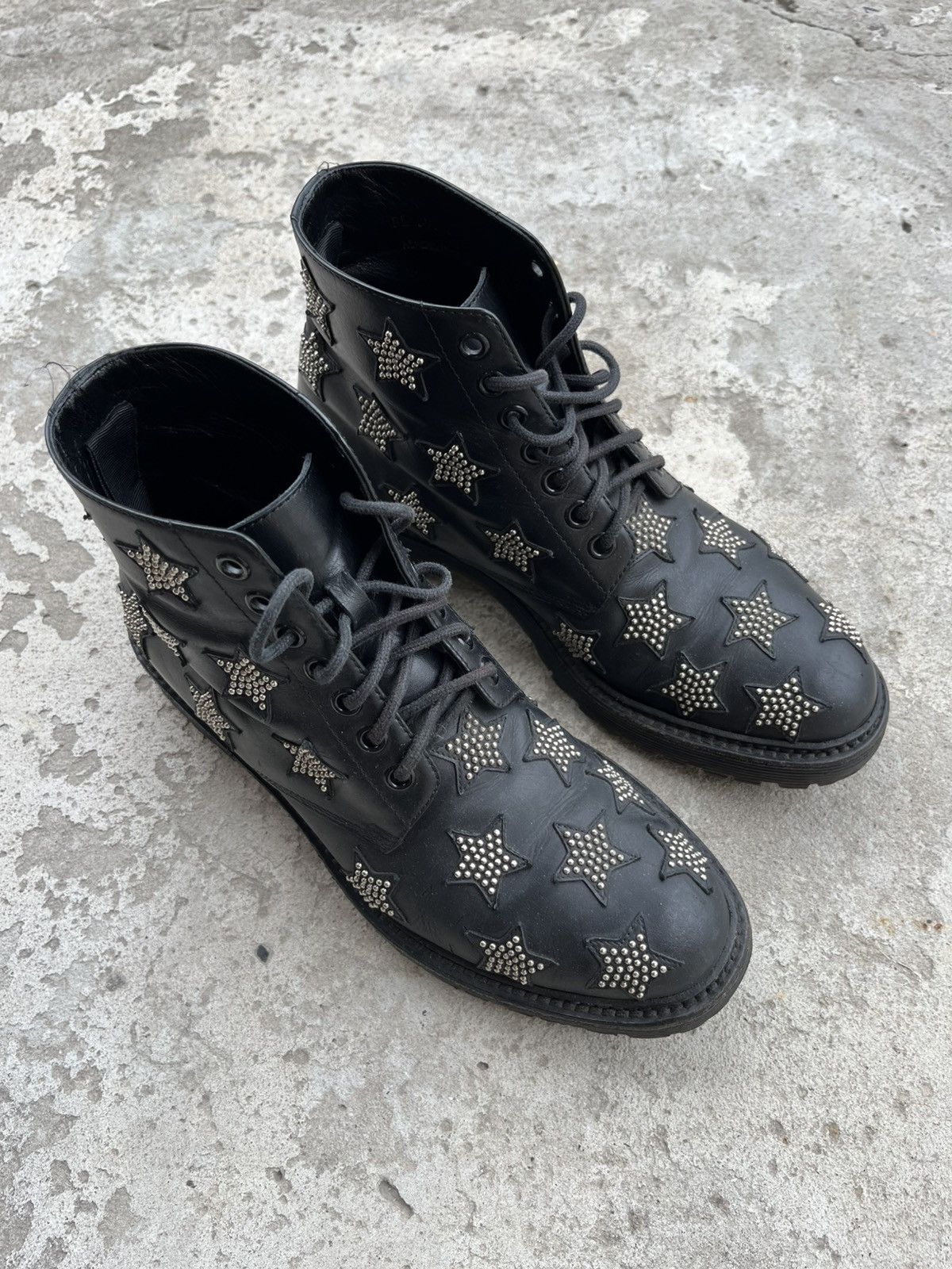 Saint Laurent Paris Saint Laurent Star Studded Leather Lace-Up Combat Boots Size US 6 / IT 36 - 2 Thumbnail
