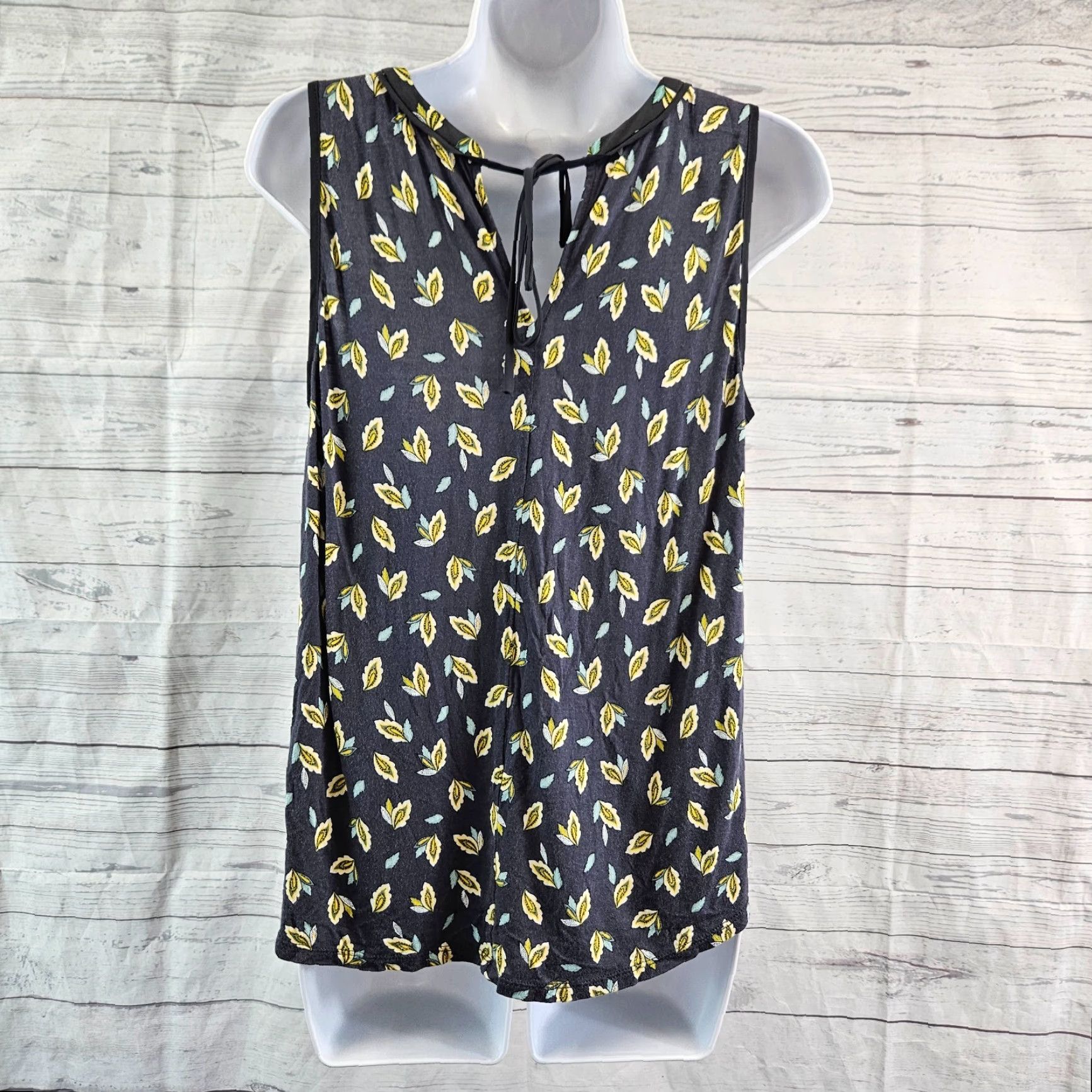 Loft LOFT Ann Taylor Womens Top Sz XS Sleeveless Gray Yellow Rayon Polyester Blouse Shirt Womens XS Sleeveless Multicolor 90s?? Size XS / US 0-2 / IT 36-38 - 4 Thumbnail