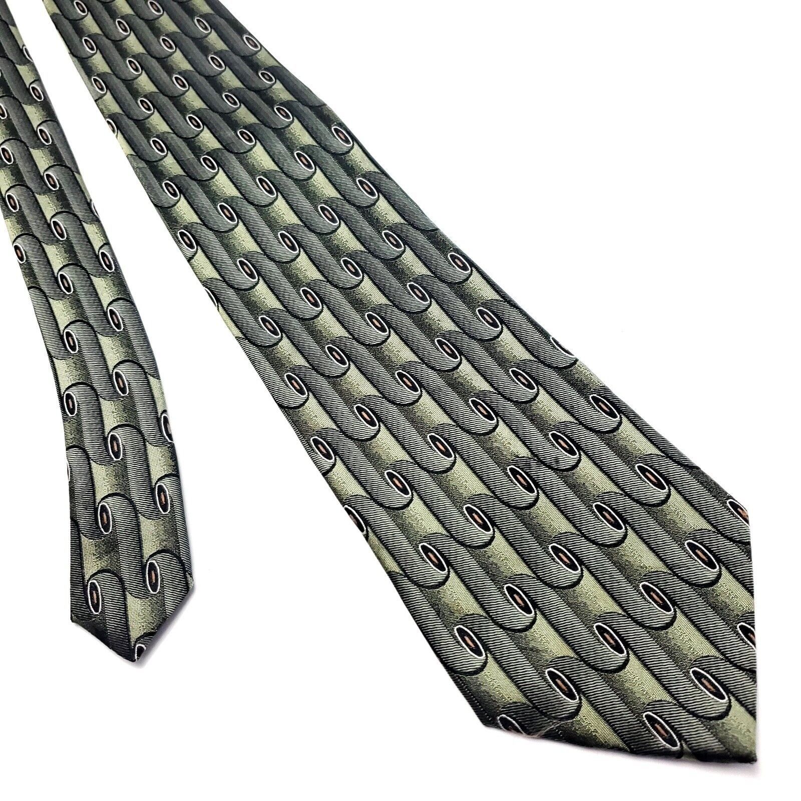 Croft & Barrow Croft & Barrow Green Silk Tie Woven Geometric Size ONE SIZE - 1 Thumbnail