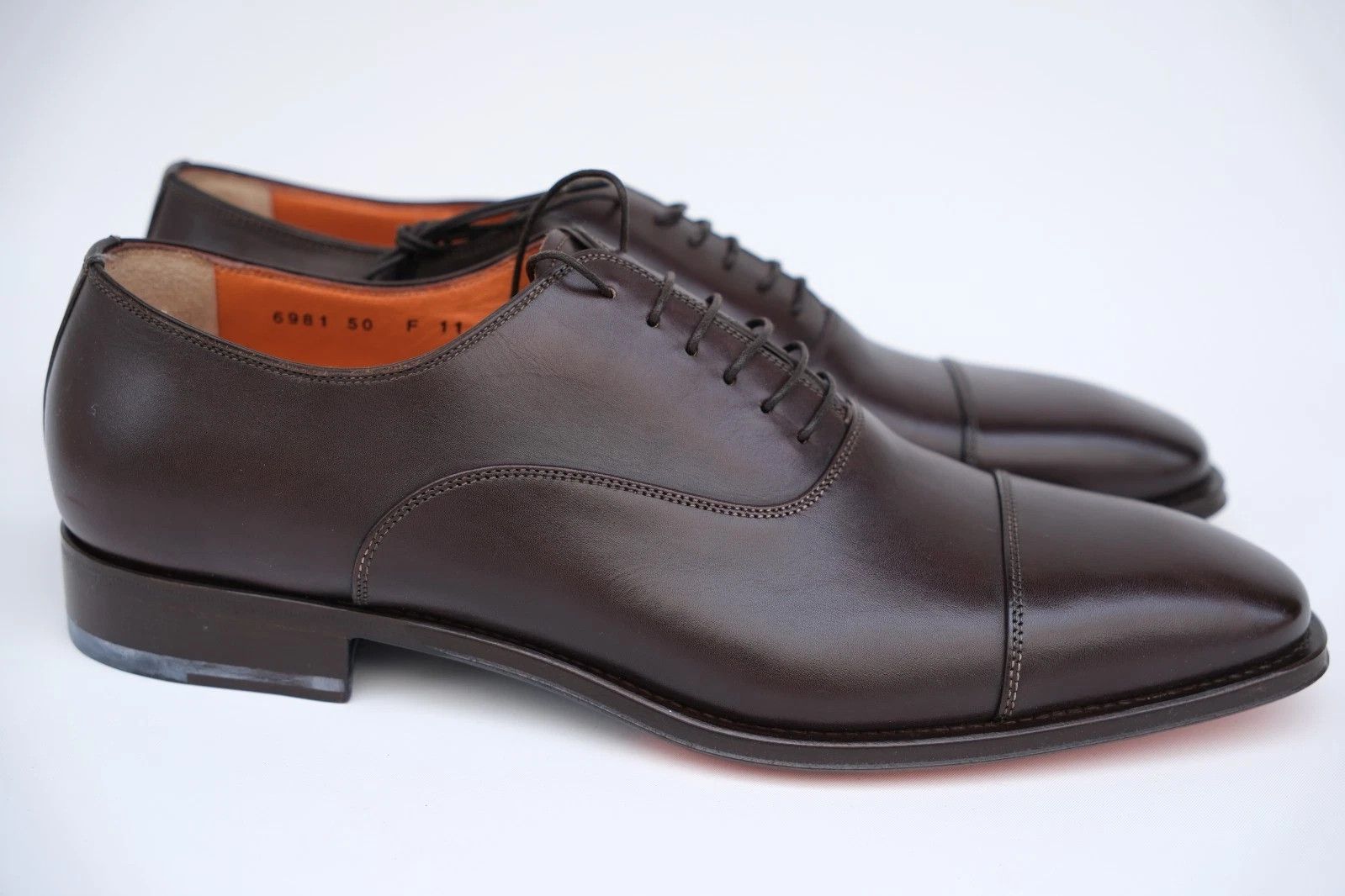 Santoni Santoni Brown Leather Oxford Shoes Brown EU 45 UK 11 US 12 Size US 12 / EU 45 - 2 Thumbnail