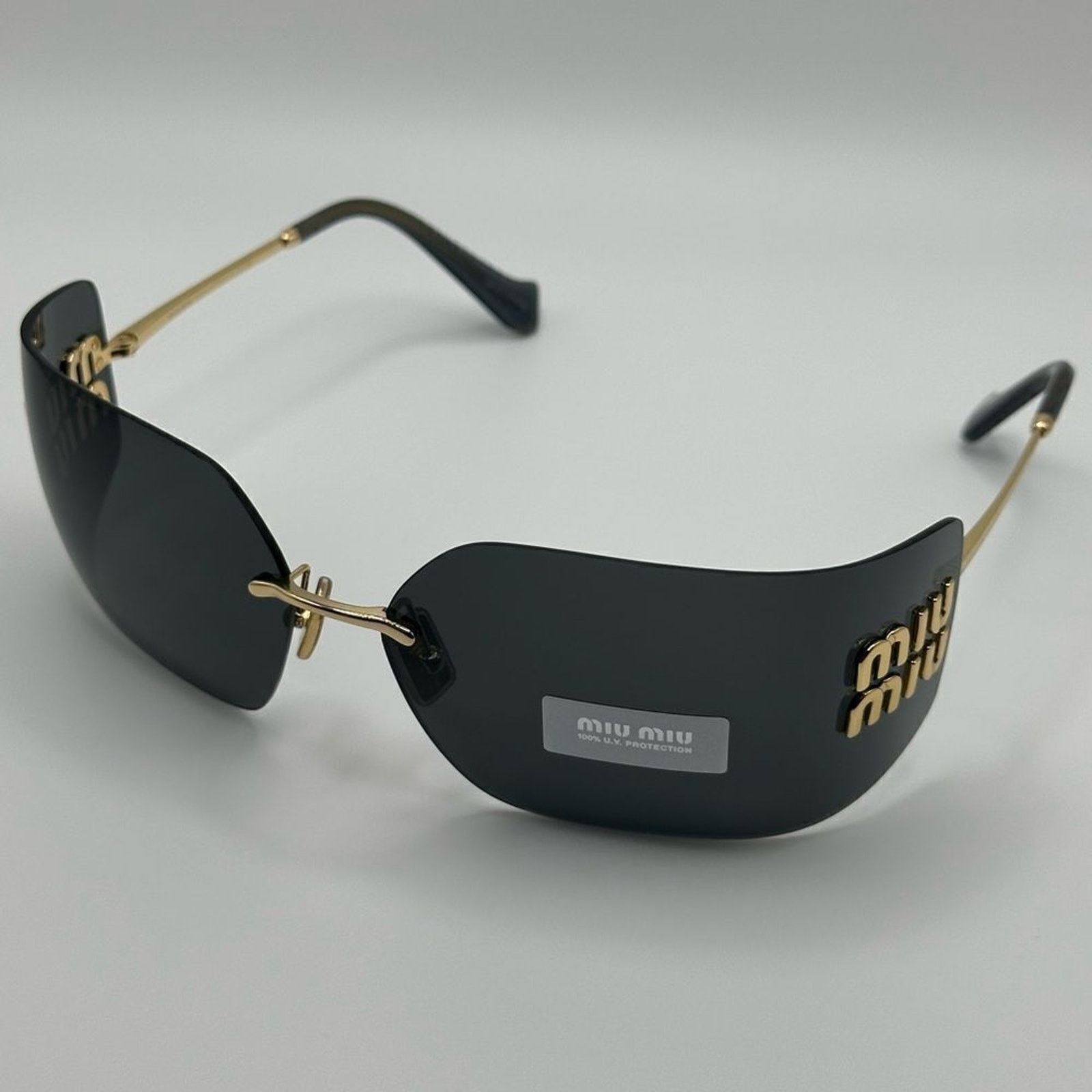 Miu Miu NEW MIU MIU MU54YS 5AK5S0 Gold/Dark Grey Women Sunglasses Size ONE SIZE - 4 Thumbnail
