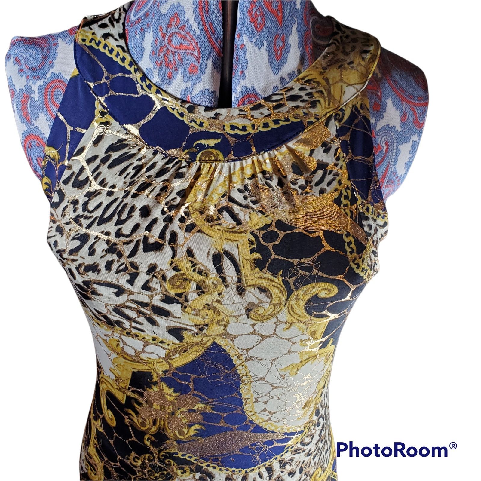 Other American Twist | Halter Dress with Gold Accents | Large Size L / US 10 / IT 46 - 3 Thumbnail