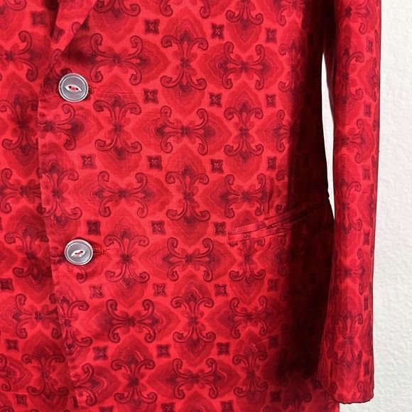 Vintage Cavanaugh's Virgin Islands Thai Silk Blazer Fluer Des Lis Ma Size 40R - 3 Thumbnail