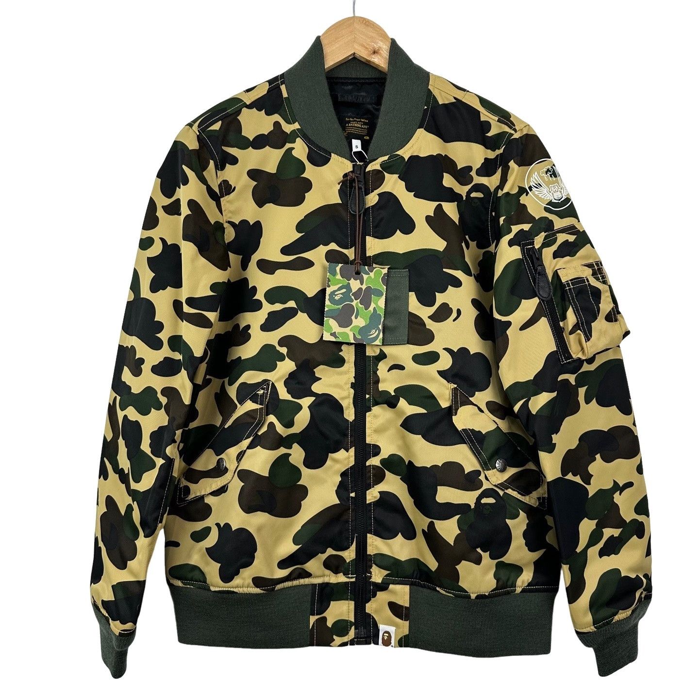 Bape Bape Yellow Camo MA-1 Bomber Jacket S Size US S / EU 44-46 / 1 - 1 Thumbnail