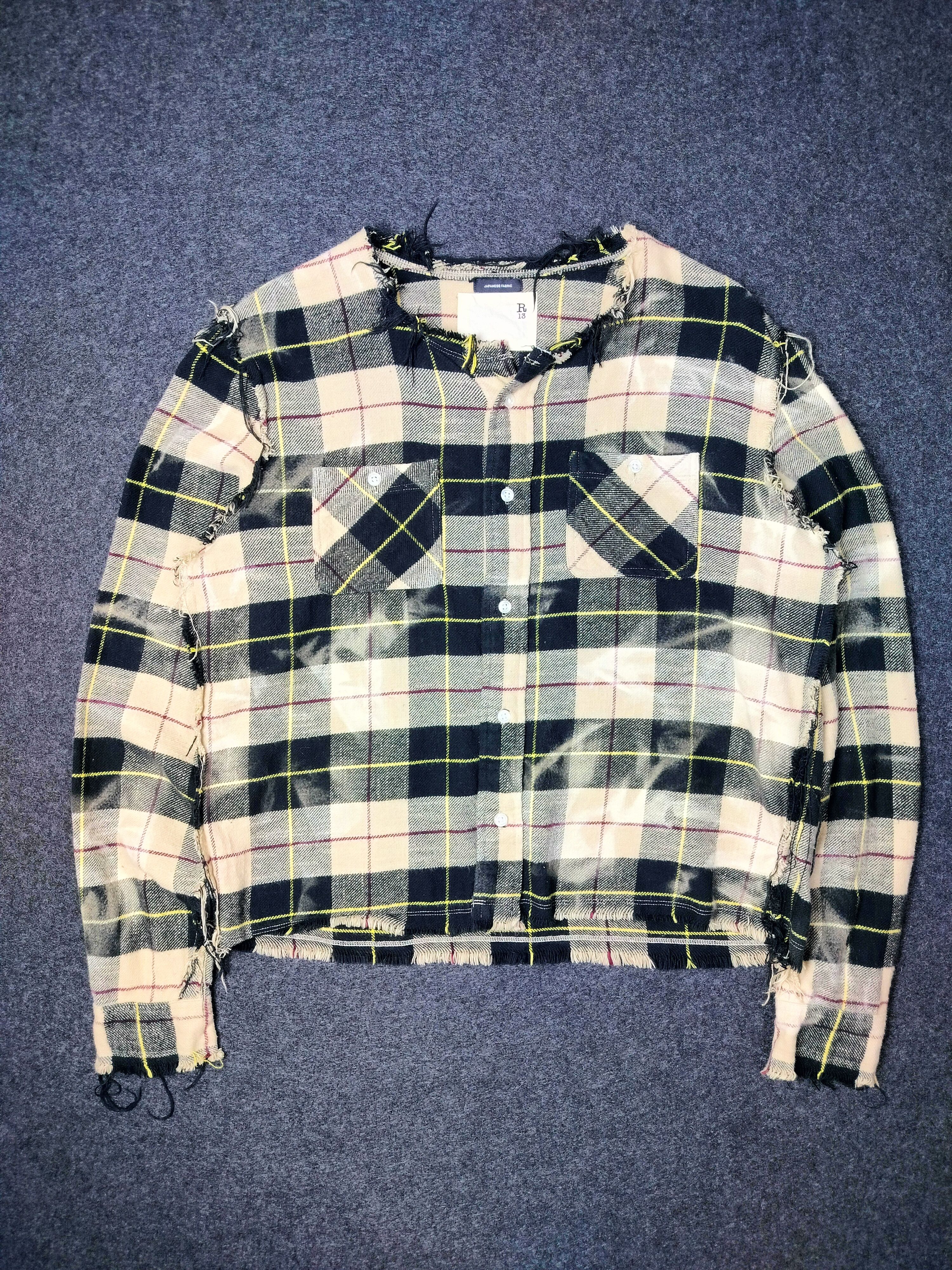 R13 R13 Beige Plaid Shredded Shirt Size S / US 4 / IT 40 - 1 Thumbnail