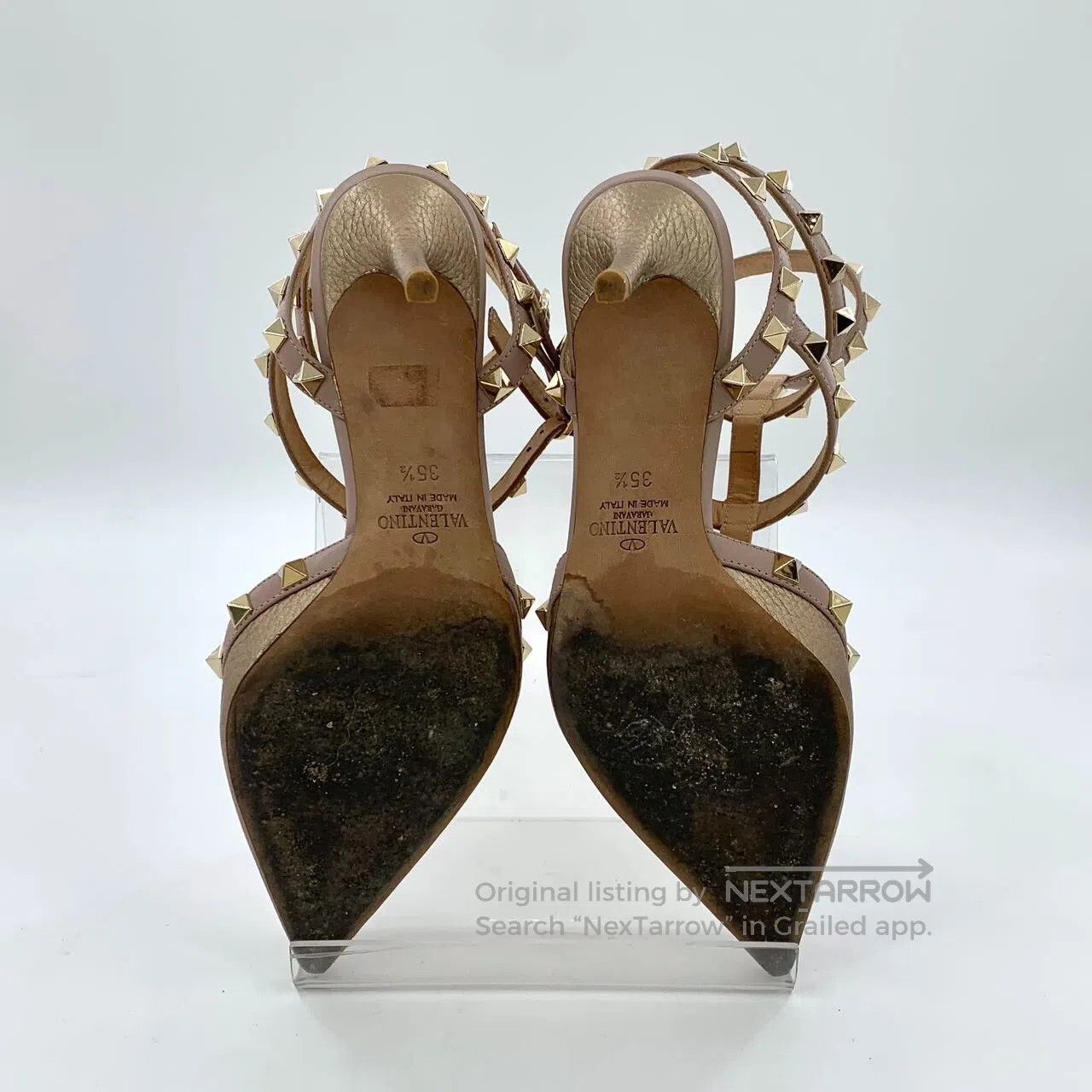 Valentino Valentino Champagne Pointed Toe Stud One-Strap Stiletto Hi Size US 5 / IT 35 - 5 Thumbnail