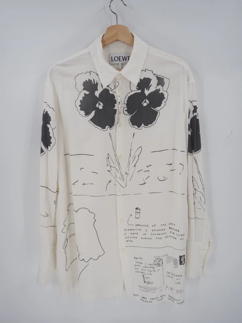 Loewe LOEWE size44 White floral graffiti shirt Size US S / EU 44-46 / 1 - 3 Thumbnail
