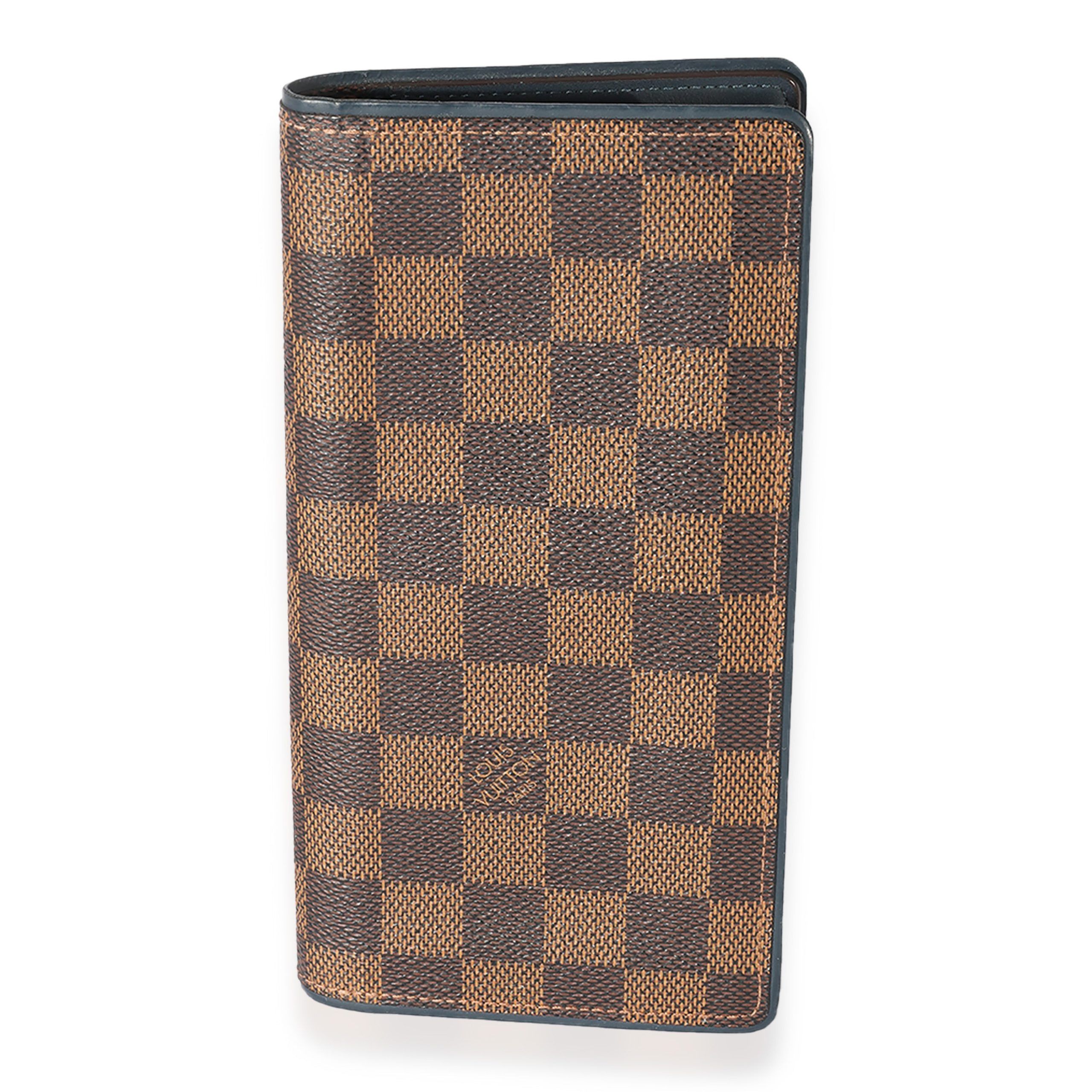 Louis Vuitton Damier Ebene and Blue Leather Wallet