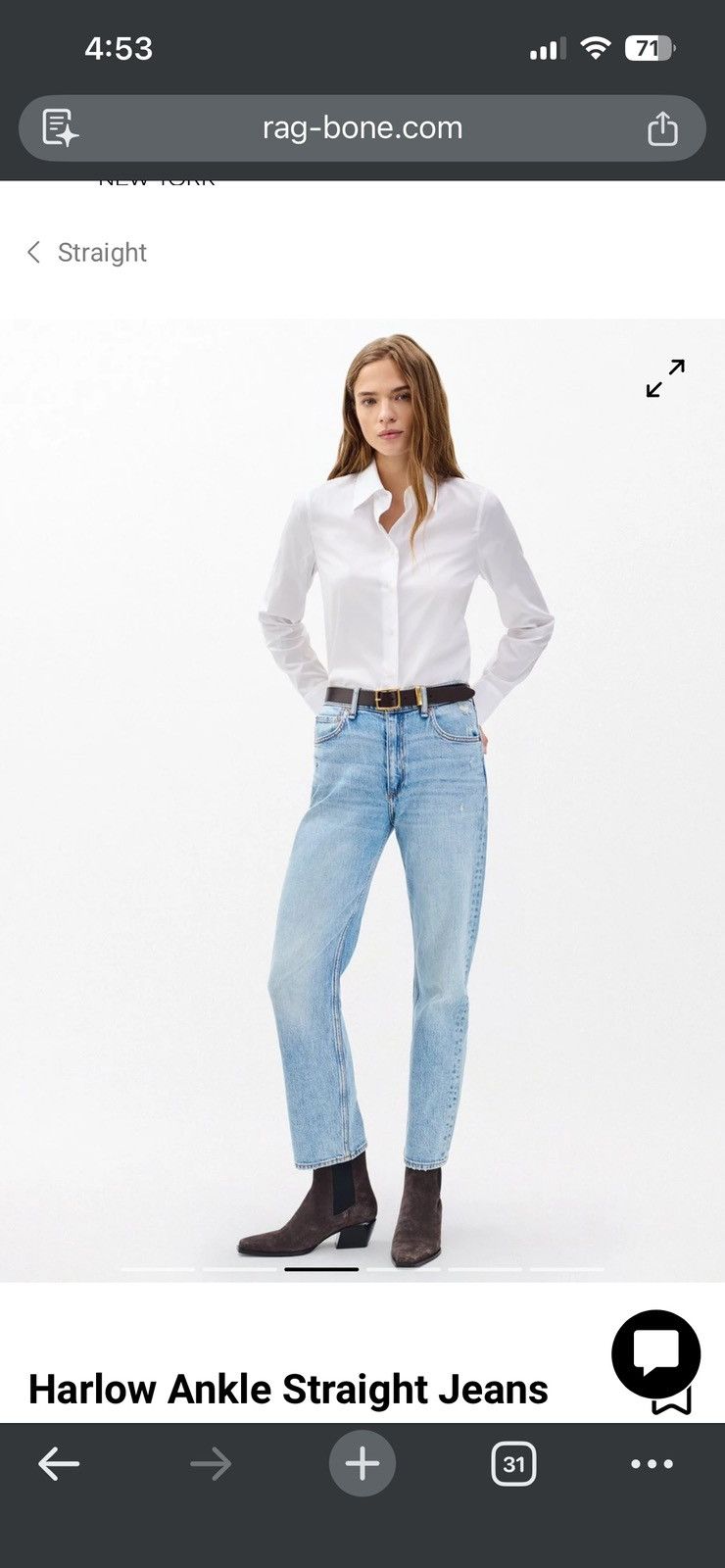 Rag & Bone Rag and bone Harlow Ankle Straight Jeans Size 27" / US 4 / IT 40 - 3 Thumbnail