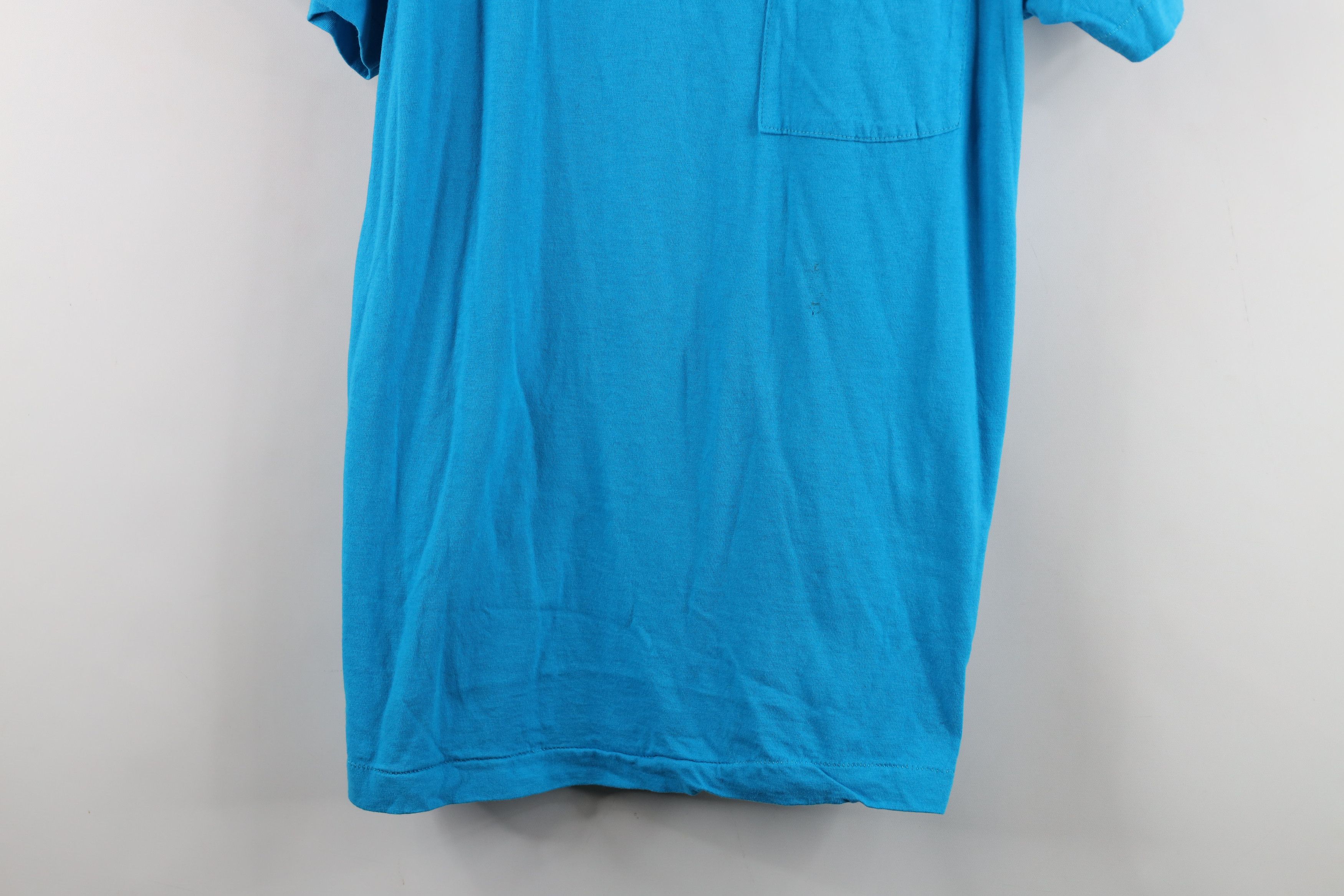Vintage Vintage 90s Streetwear Blank Cotton Pocket T-Shirt Blue USA Size US L / EU 52-54 / 3 - 3 Thumbnail