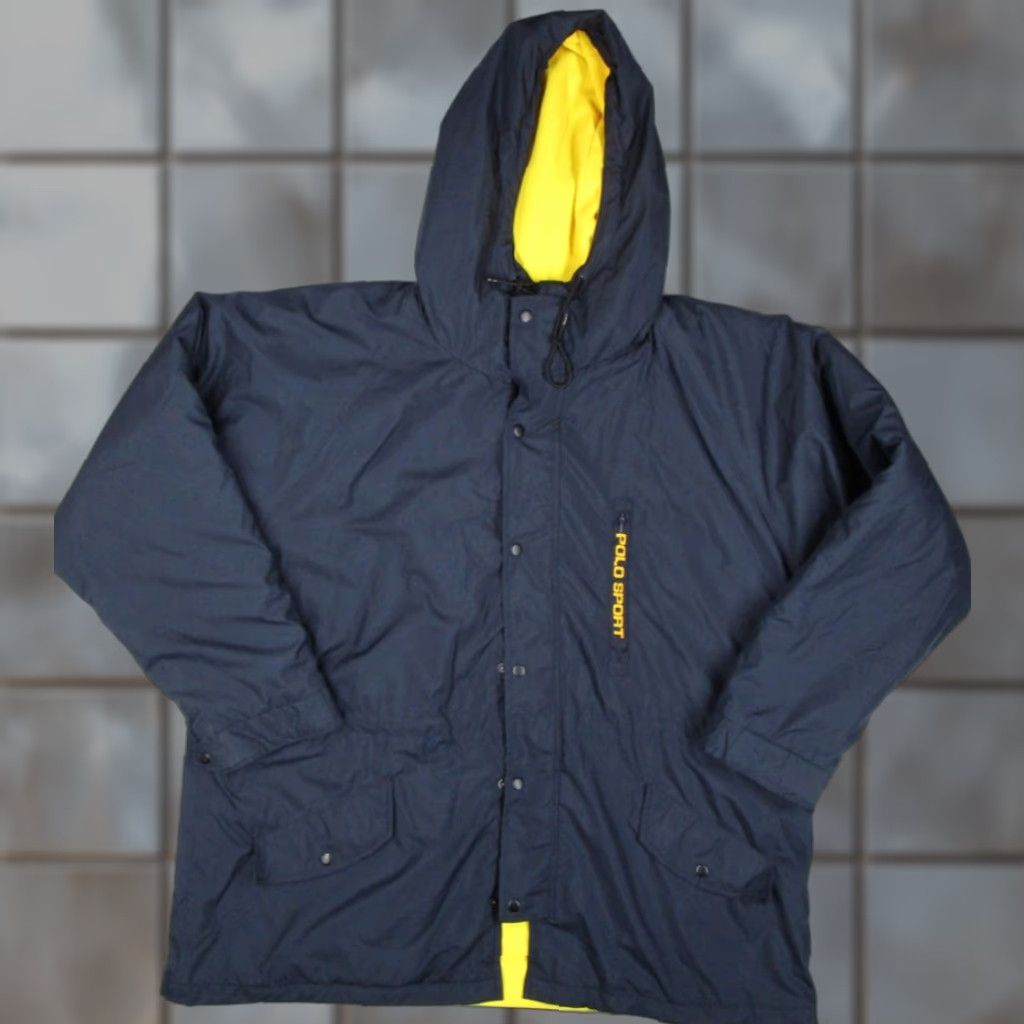 Polo Ralph Lauren VINTAGE Polo Ralph Lauren Sport Coat Mens 2XL Navy Hooded Fleece Parka Size US XXL / EU 58 / 5 - 1 Thumbnail