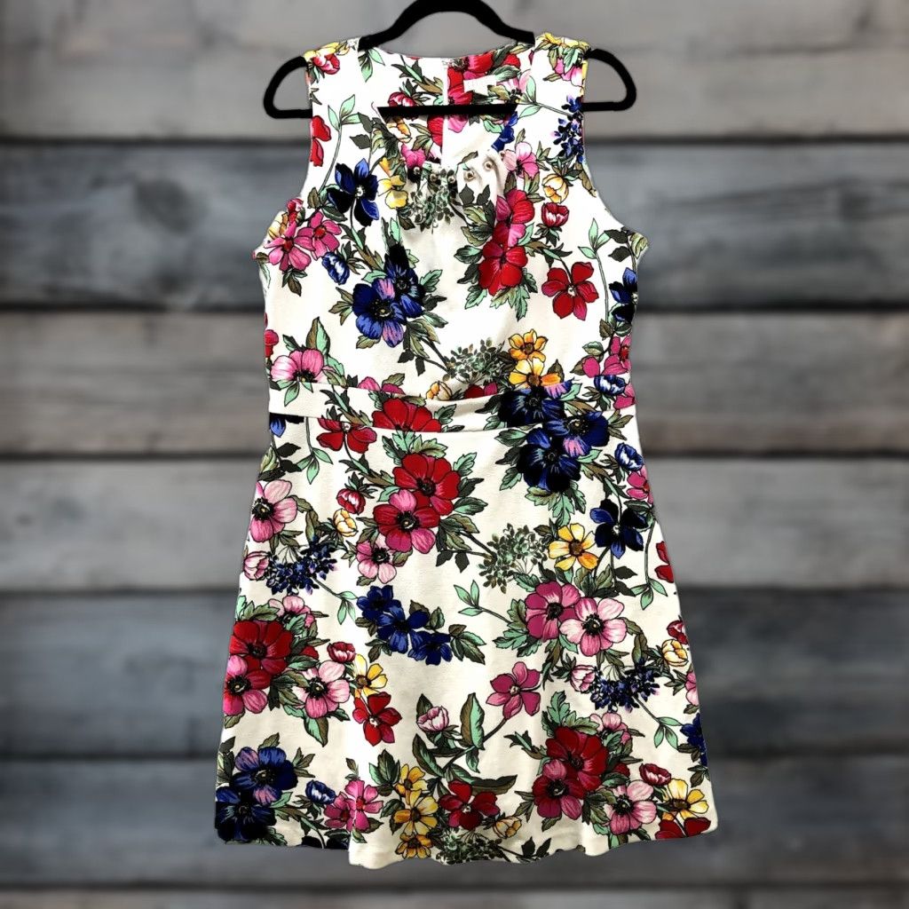 Pinko Spense Floral Dress Womens XL Sleeveless Crewneck Pink Colorful Cocktail Size XL / US 12-14 / IT 48-50 - 1 Thumbnail