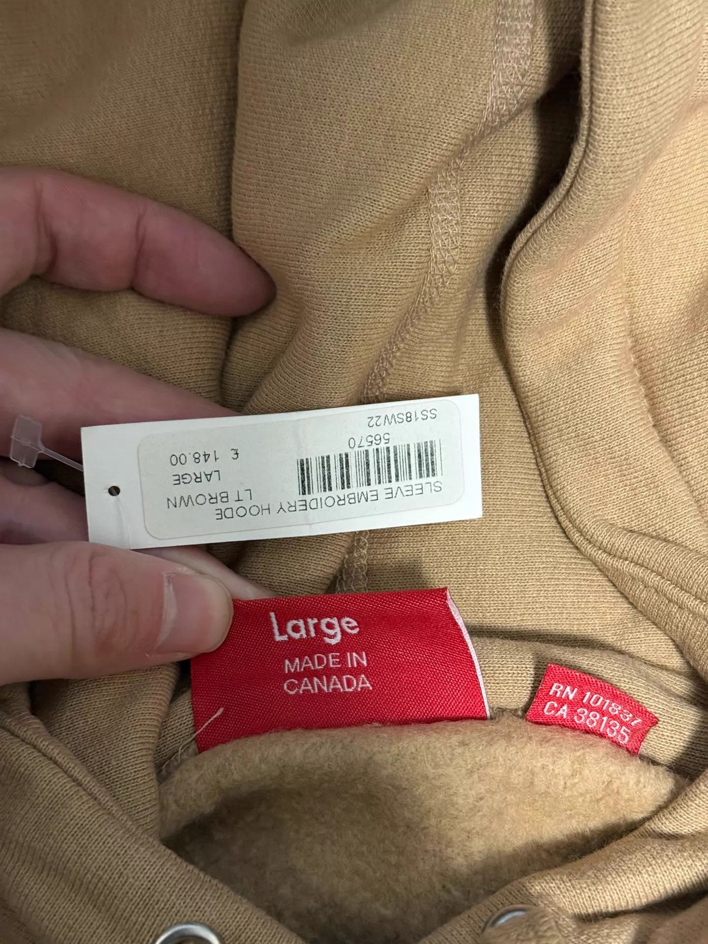 Supreme Supreme SS18 Sleeve Embroidery Letter/Slogan Hoodie New L Size US L / EU 52-54 / 3 - 4 Thumbnail