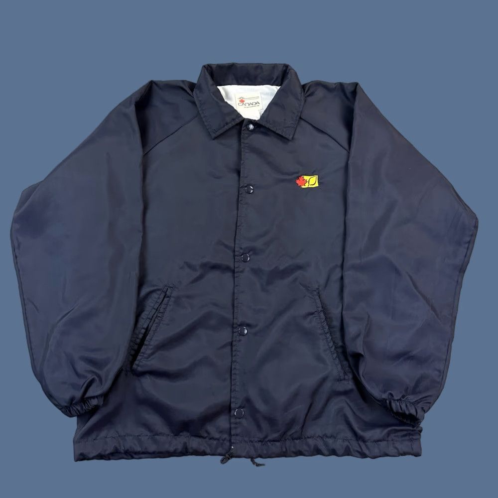 Vintage VINTAGE Canada Sportswear Jacket Mens Large Fleece Lined Snap Front Tobacco Blue 90s Retro Bomber Coat/Jacket Mens Size US L / EU 52-54 / 3 - 1 Thumbnail