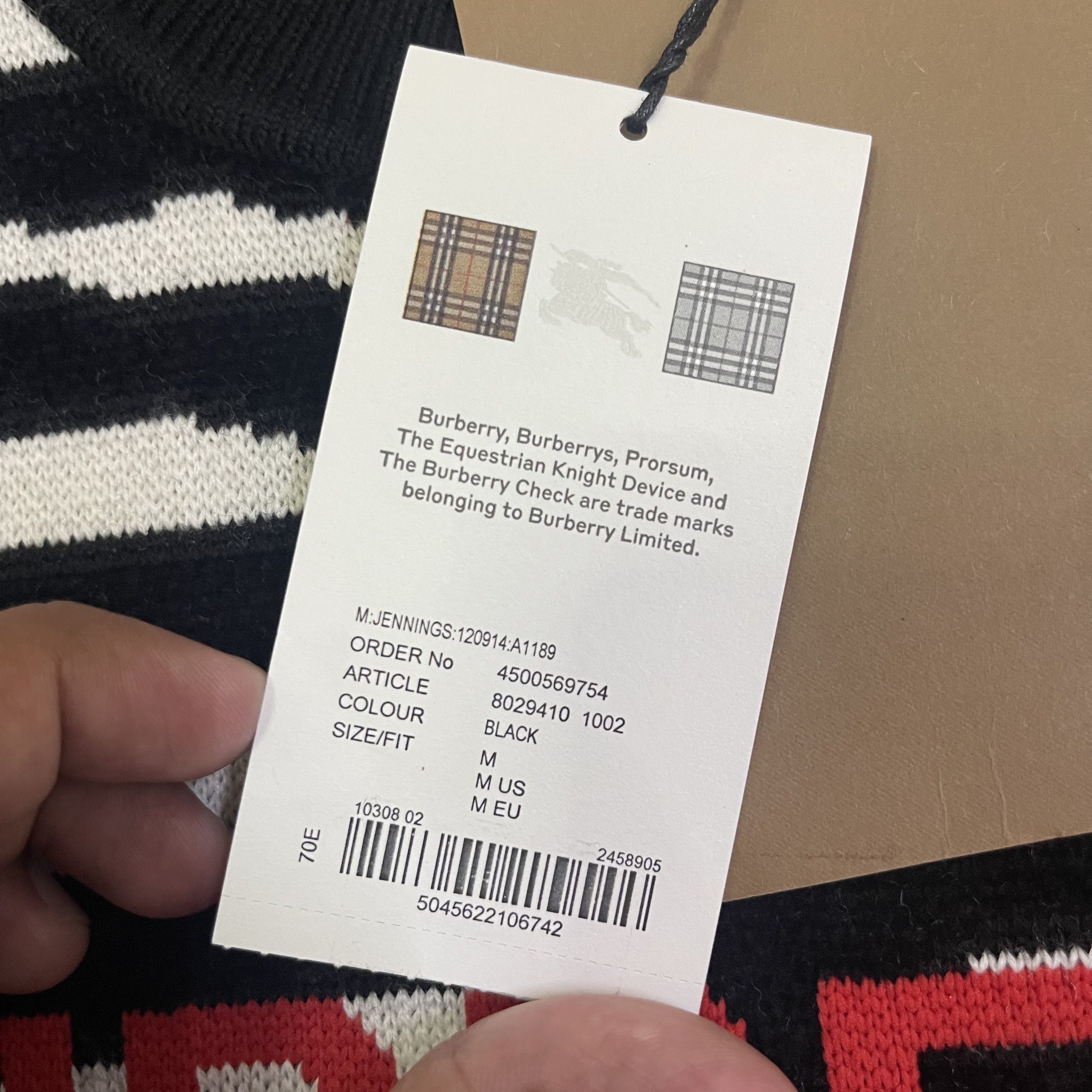 Burberry Burberry Mens Jennings Zebra Logo Jumper Knit Sweater Size US M / EU 48-50 / 2 - 10 Thumbnail