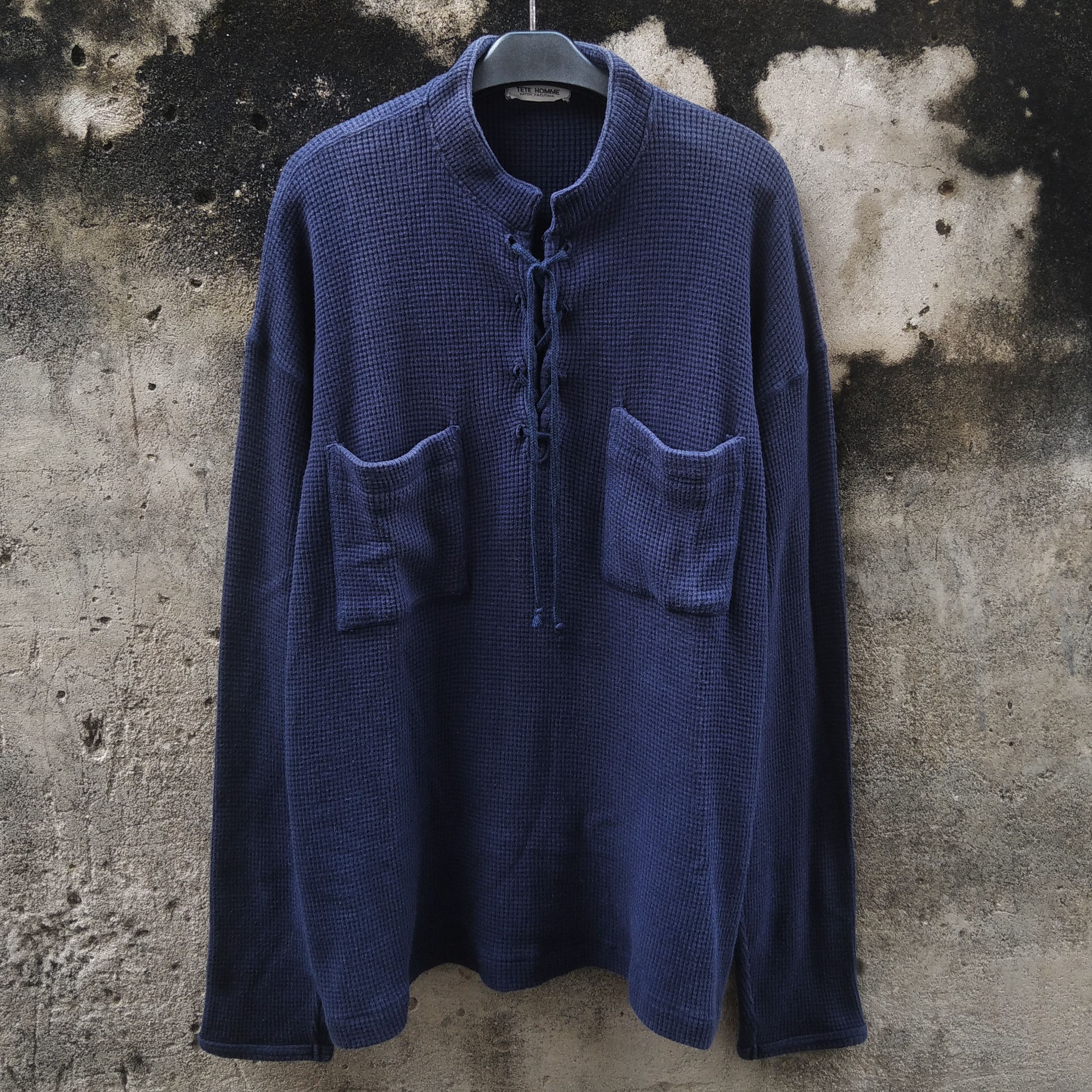 Issey Miyake Vintage 90s TETE HOMME ISSEY MIYAKE Indigo Thermal Size US XL / EU 56 / 4 - 1 Thumbnail