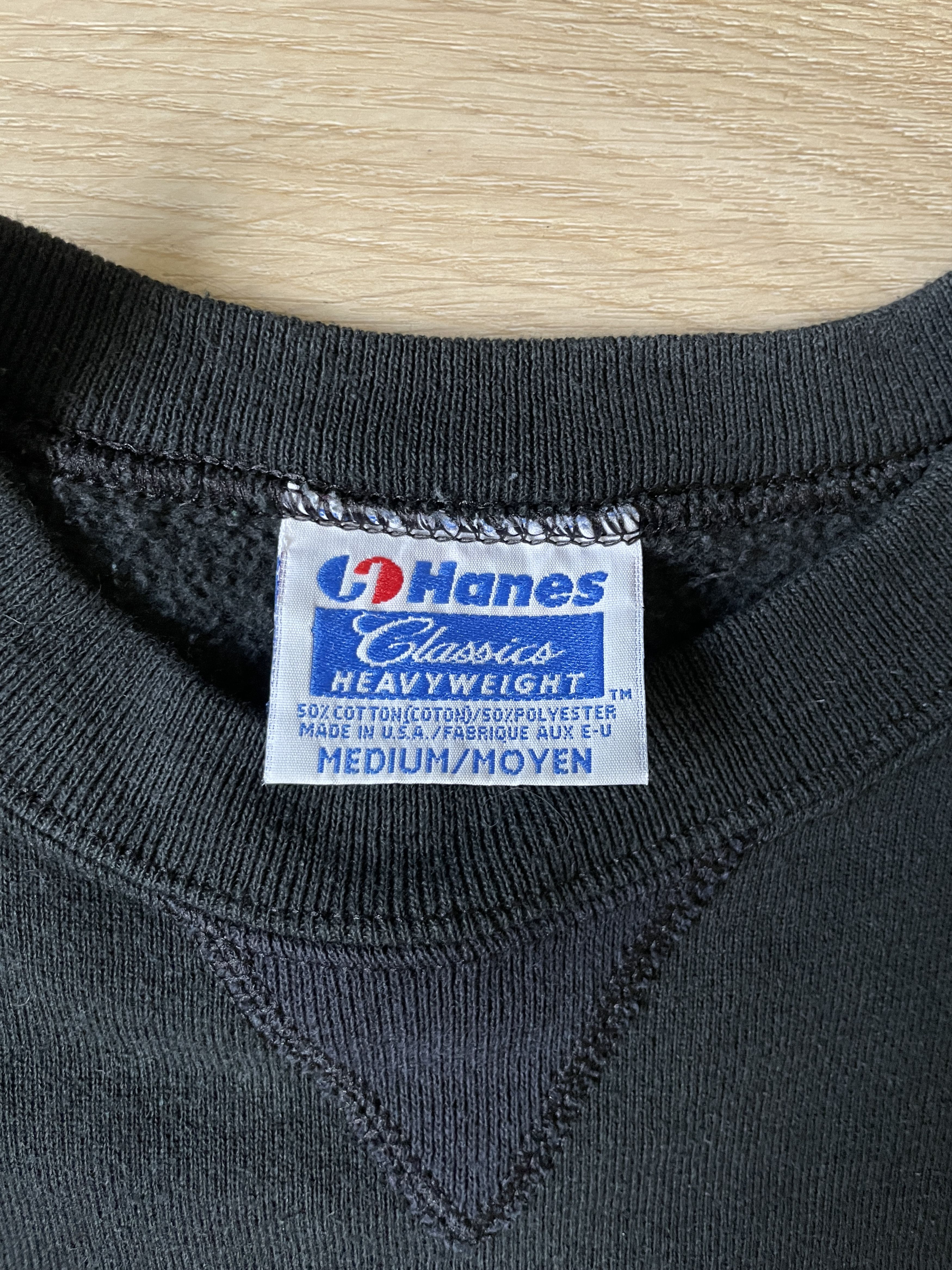 Hanes × Vintage 90s Black Blank Sweatshirt Size US M / EU 48-50 / 2 - 2 Thumbnail