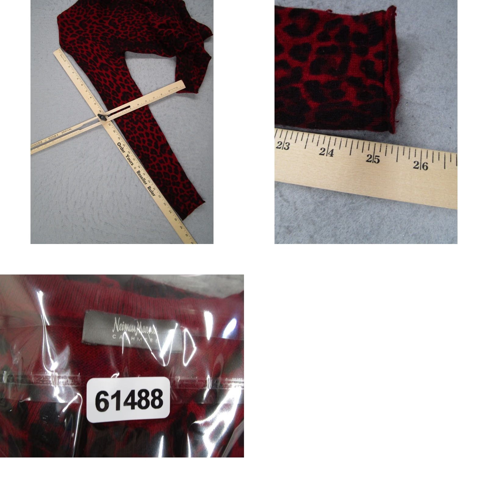 Neiman Marcus VINTAGE Neiman Marcus Sweater Womens Red Black Leopard Animal Print Crew Neck XS Slim Suede? Size XS / US 0-2 / IT 36-38 - 8 Thumbnail