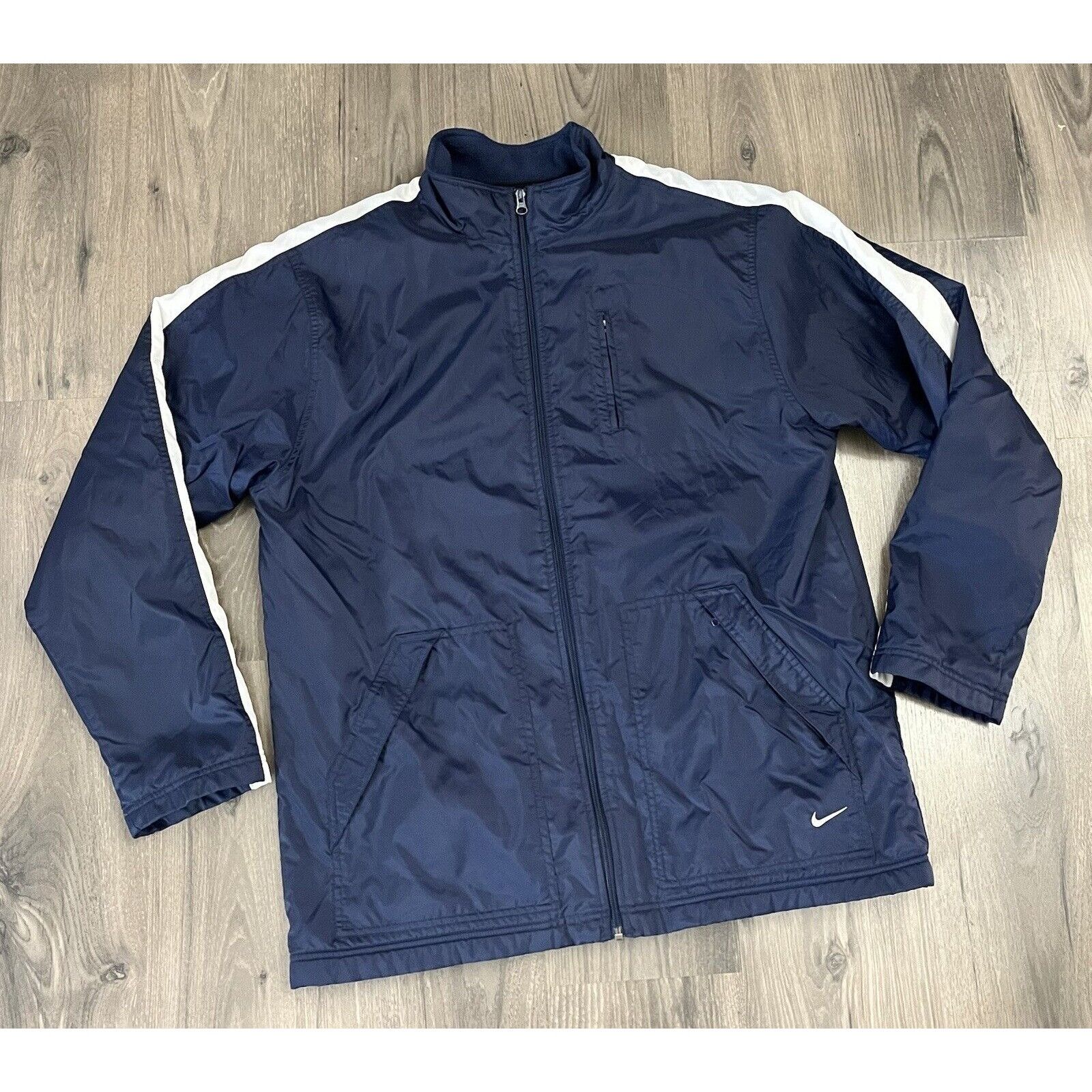 Nike Vintage Nike Jacket Fleece Lined 90s Mens Large Blue White S Size US L / EU 52-54 / 3 - 1 Thumbnail
