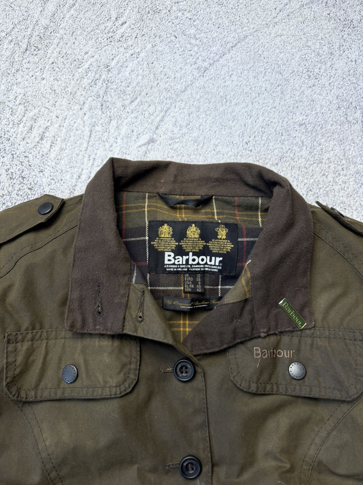Barbour Women's Made in England Waxed Peplum Jacket - Sage