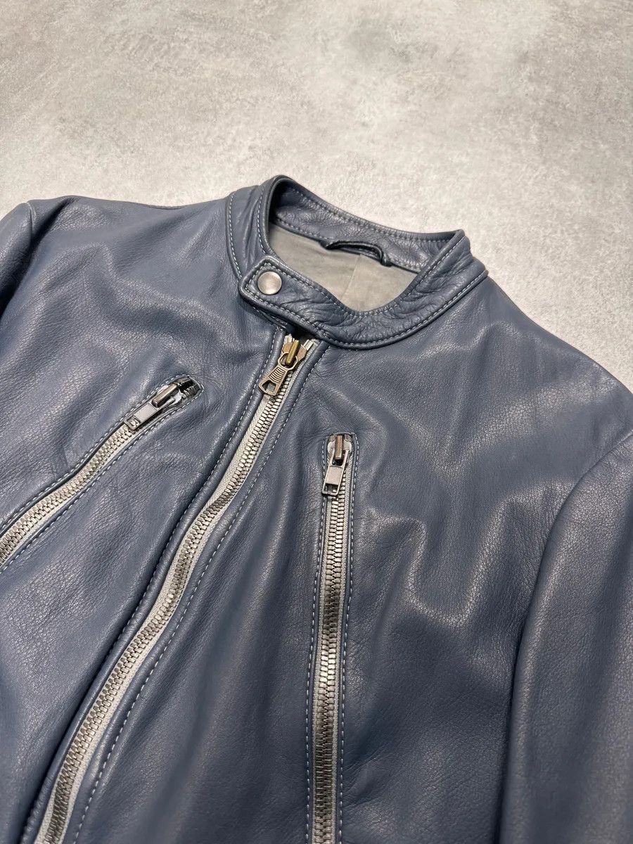 Maison Margiela SS2008 Maison Margiela 5-Zip Biker Navy Leather Jacket Size US XS / EU 42 / 0 - 2 Thumbnail