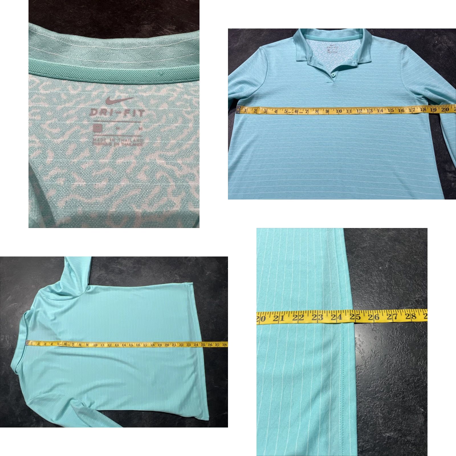Nike Nike Dri-FIT Polo Shirt Womens M Aqua Green Stripe Long Sleeve Golf Shirt Size M / US 6-8 / IT 42-44 - 8 Thumbnail