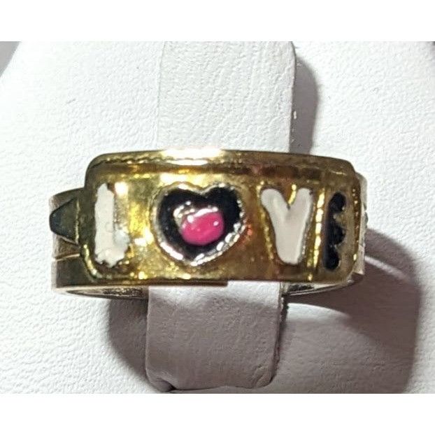 Other Coquette Gold Tone Enamel Filled Love Ring Size 8 Size ONE SIZE - 8 Thumbnail
