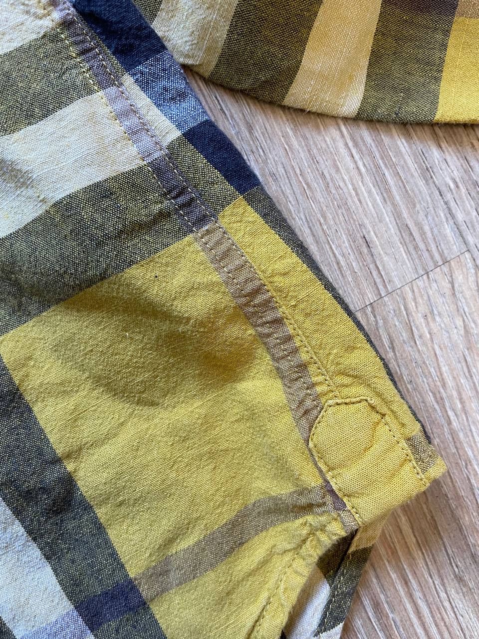 Burberry Burberry Brit YELLOW Check Linen / Cotton Button Down Shirt Size US S / EU 44-46 / 1 - 11 Thumbnail