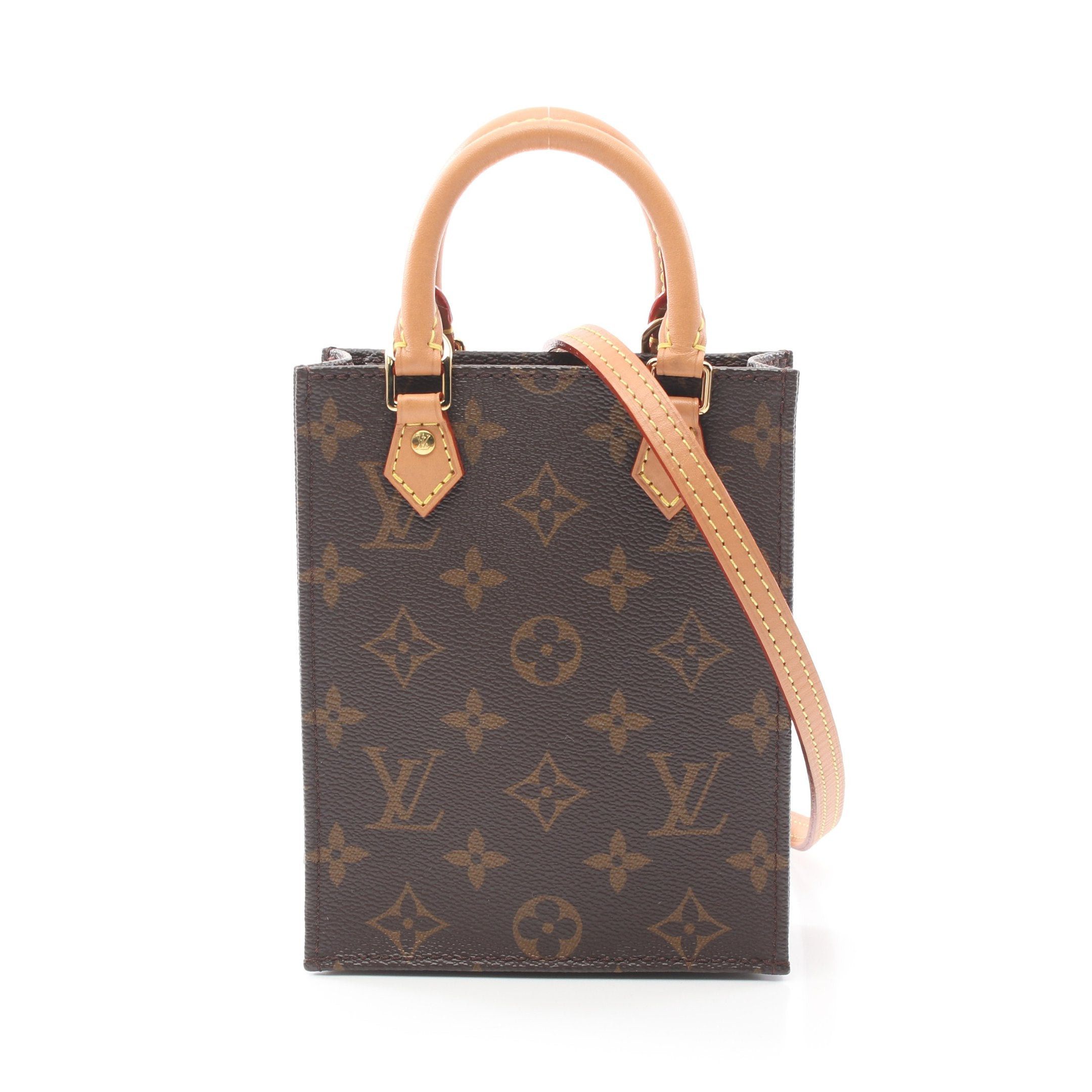 Louis Vuitton Louis Vuitton Petite Sac Plat Monogram Handbag Leather Brown Size ONE SIZE - 1 Thumbnail