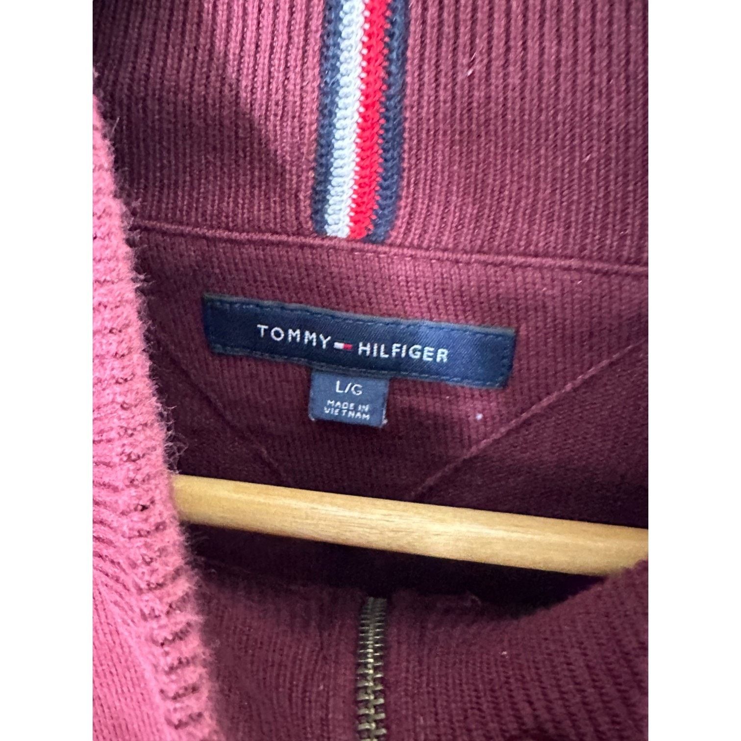 Tommy Hilfiger Tommy Hilfiger Maroon 1/4 Zip Long Sleeve Pullover Size L Size US L / EU 52-54 / 3 - 5 Thumbnail
