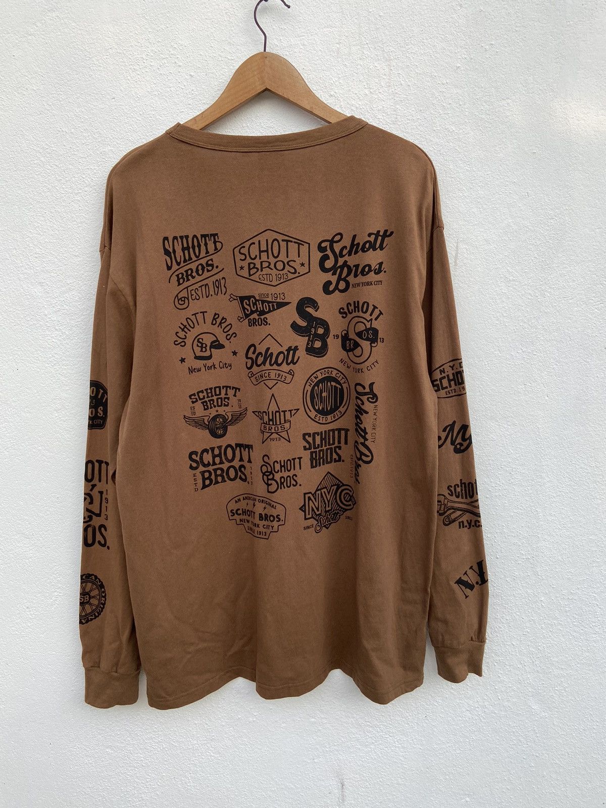 Schott 🔥 Schott NYC t shirt long sleeve sun faded Size US XL / EU 56 / 4 - 2 Thumbnail
