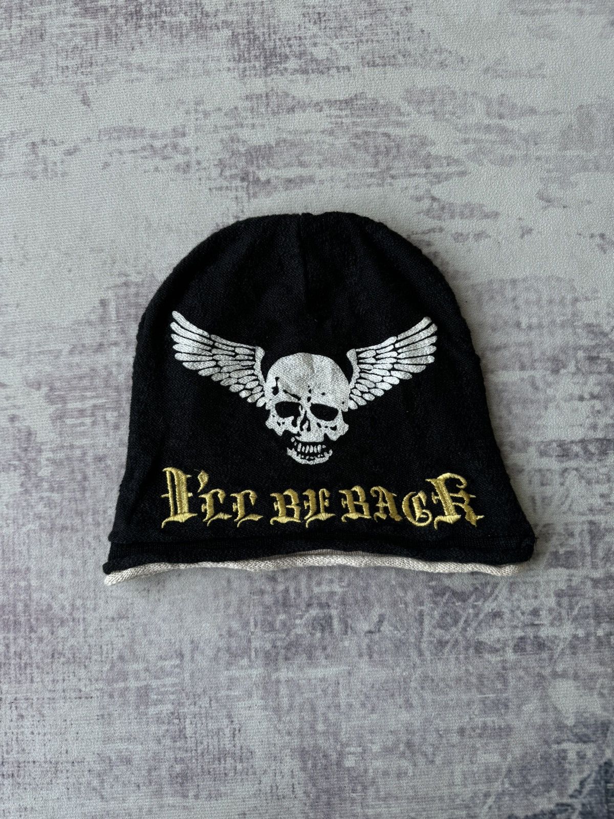 Japanese Brand Punk Skulls Poem Riot Beanie Cap Size ONE SIZE - 1 Thumbnail