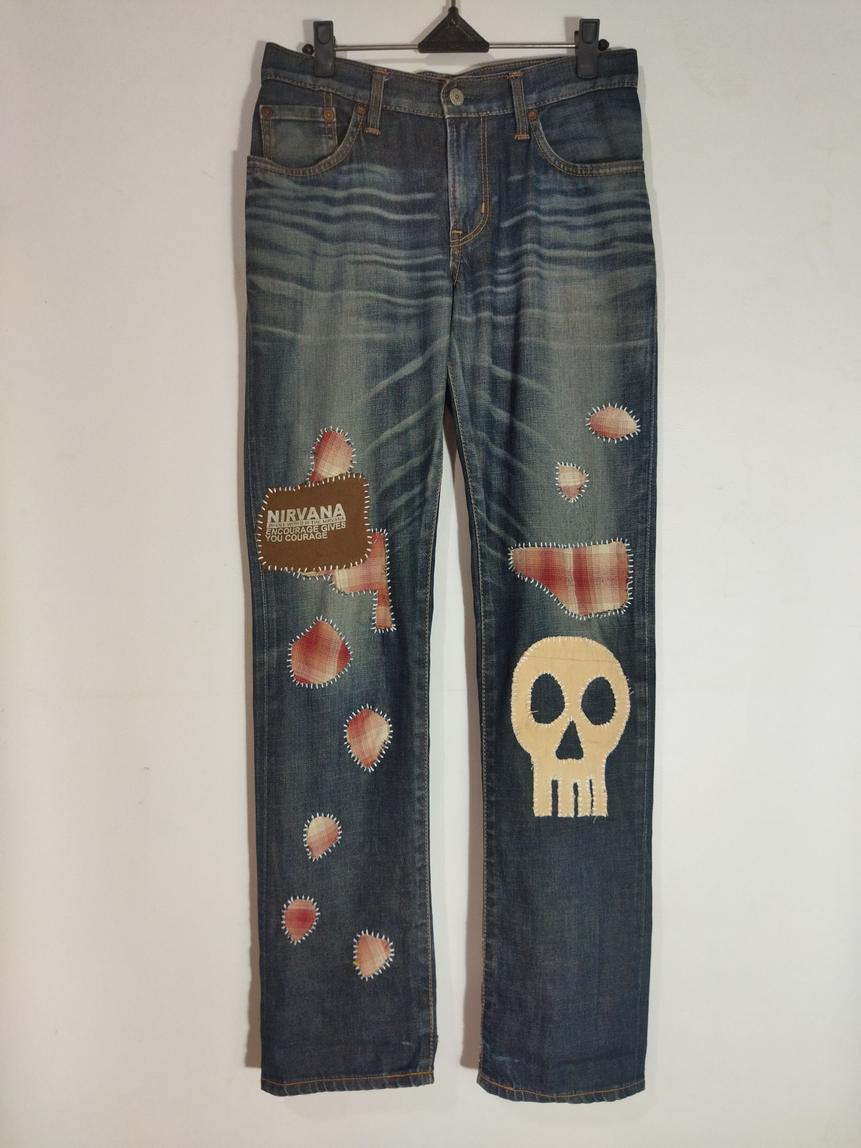 Edwin Custom Reworked Edwin Denim Jeans Distressed Patchwork Skull Size US 28 / EU 44 - 1 Thumbnail