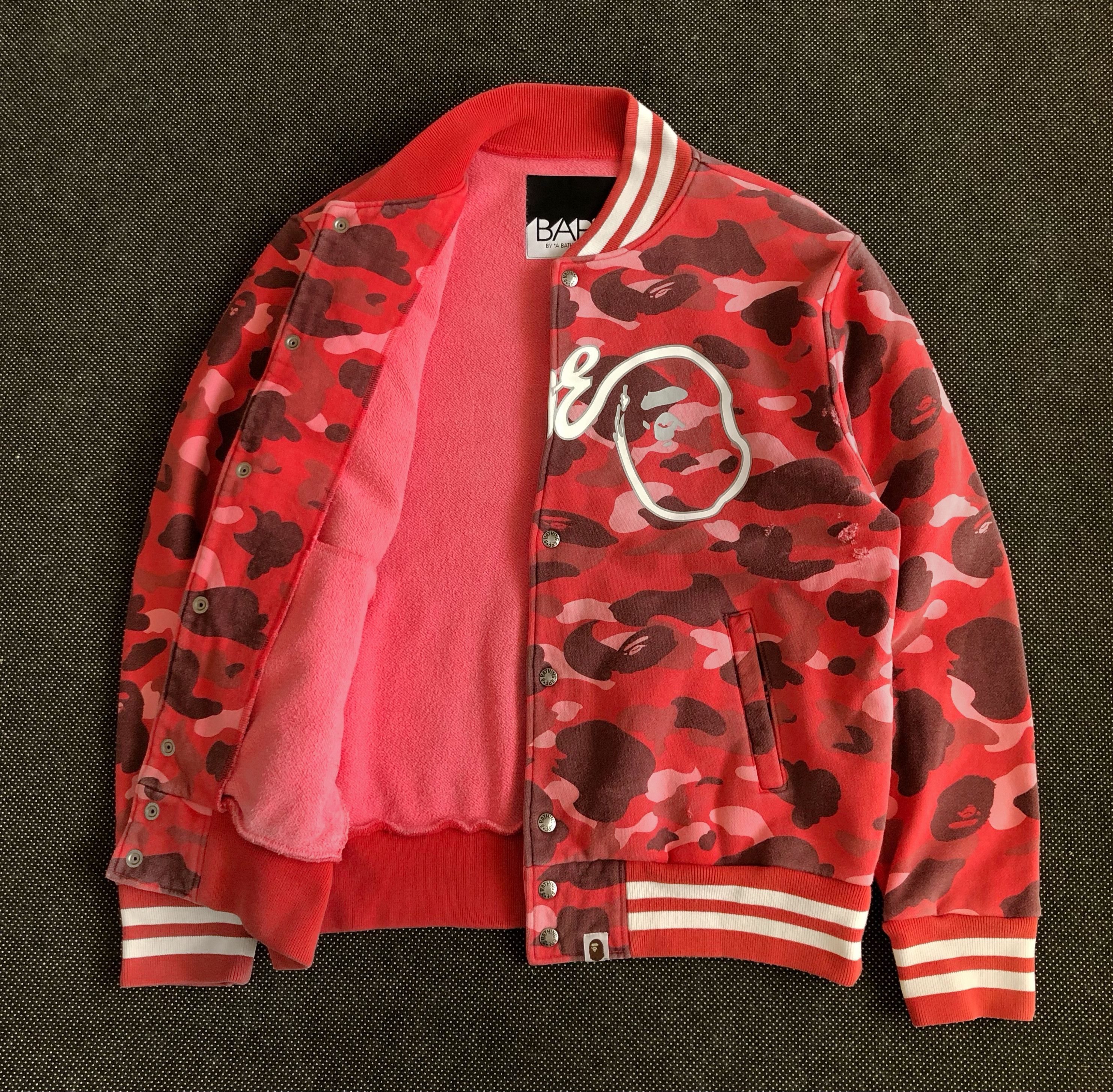 Bape RARE🔥BAPE OG RED CAMO SWEAT VARSITY JACKET Size US L / EU 52-54 / 3 - 2 Thumbnail