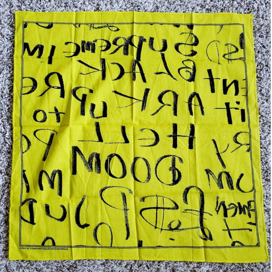 Supreme Supreme Fluorescent Yellow Black Arc Bandana Size ONE SIZE - 2 Thumbnail