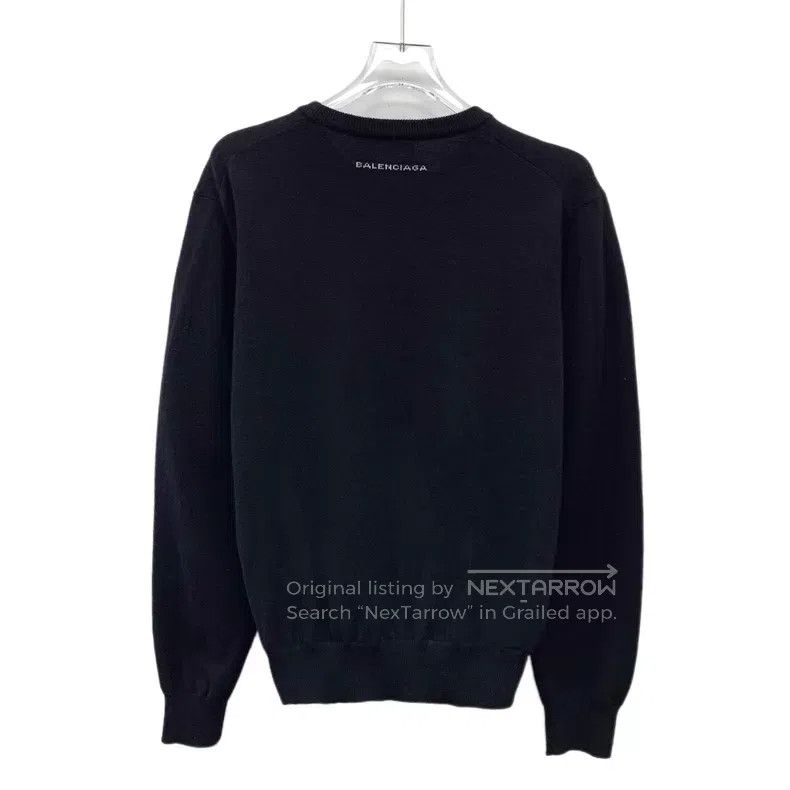 Balenciaga Balenciaga Black Logo Letter Round Neck Wool Knitwear Size XS / US 0-2 / IT 36-38 - 2 Thumbnail