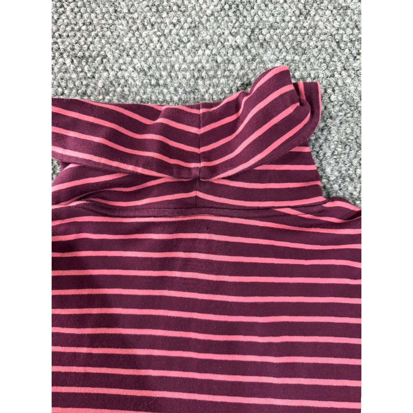 Vintage LL Bean Sweater Womens Petite Medium Purple Pink Striped Cardigan Crewneck Cotton Knit Raglan Long Sleeve Turtleneck Buttonless Size M / US 6-8 / IT 42-44 - 6 Thumbnail