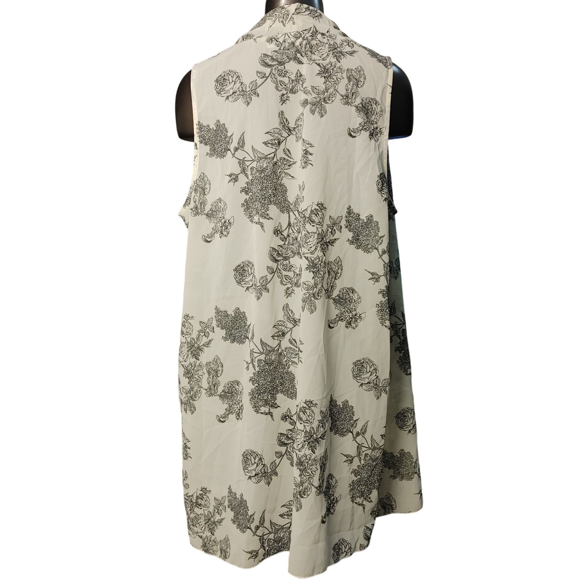 Other Susan Graver Women's White Floral Sheer Sleeveless Wrap Swea Size XL / US 12-14 / IT 48-50 - 4 Thumbnail